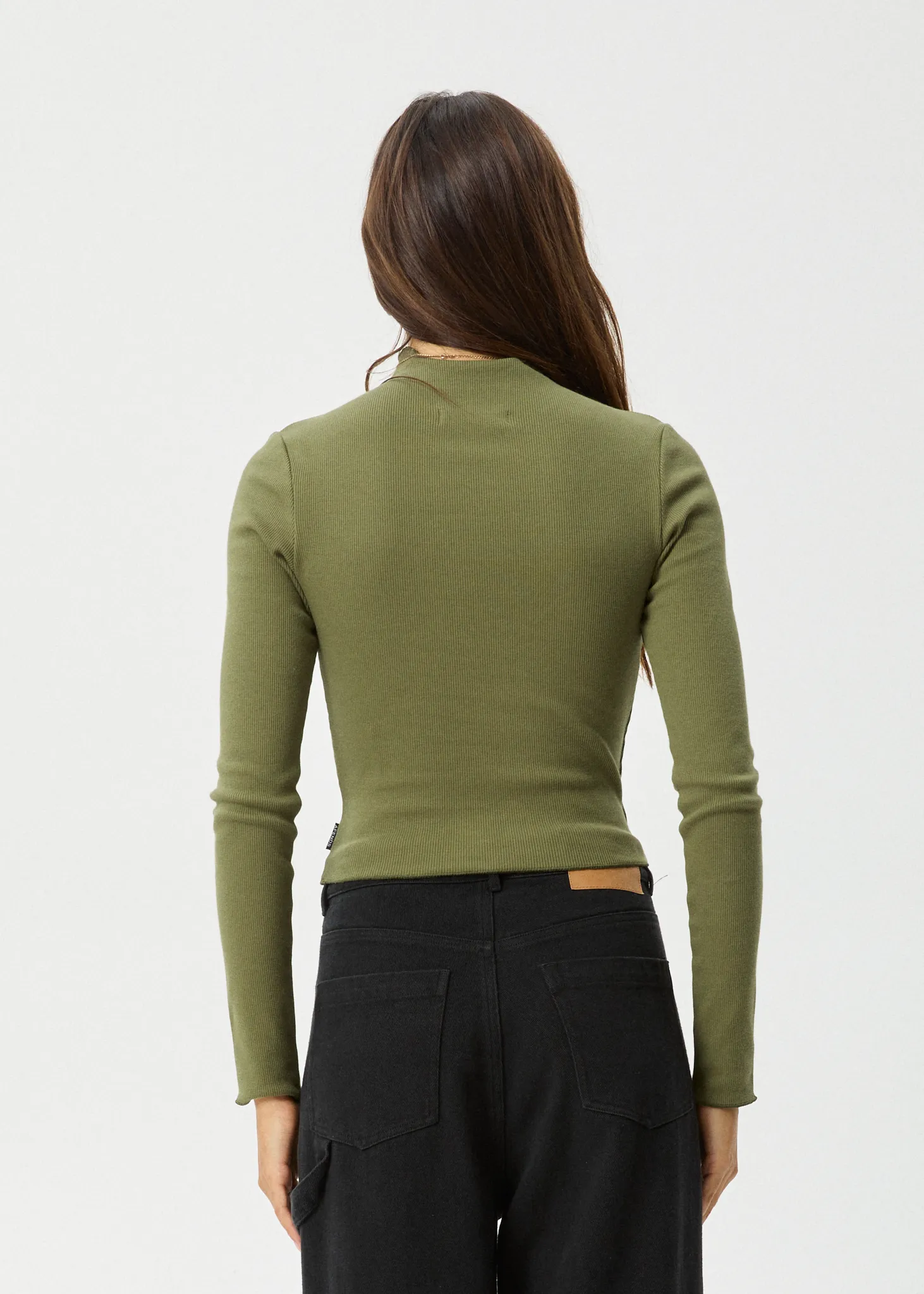 AFENDS Womens Iconic - Long Sleeve Ribbed Top - Military