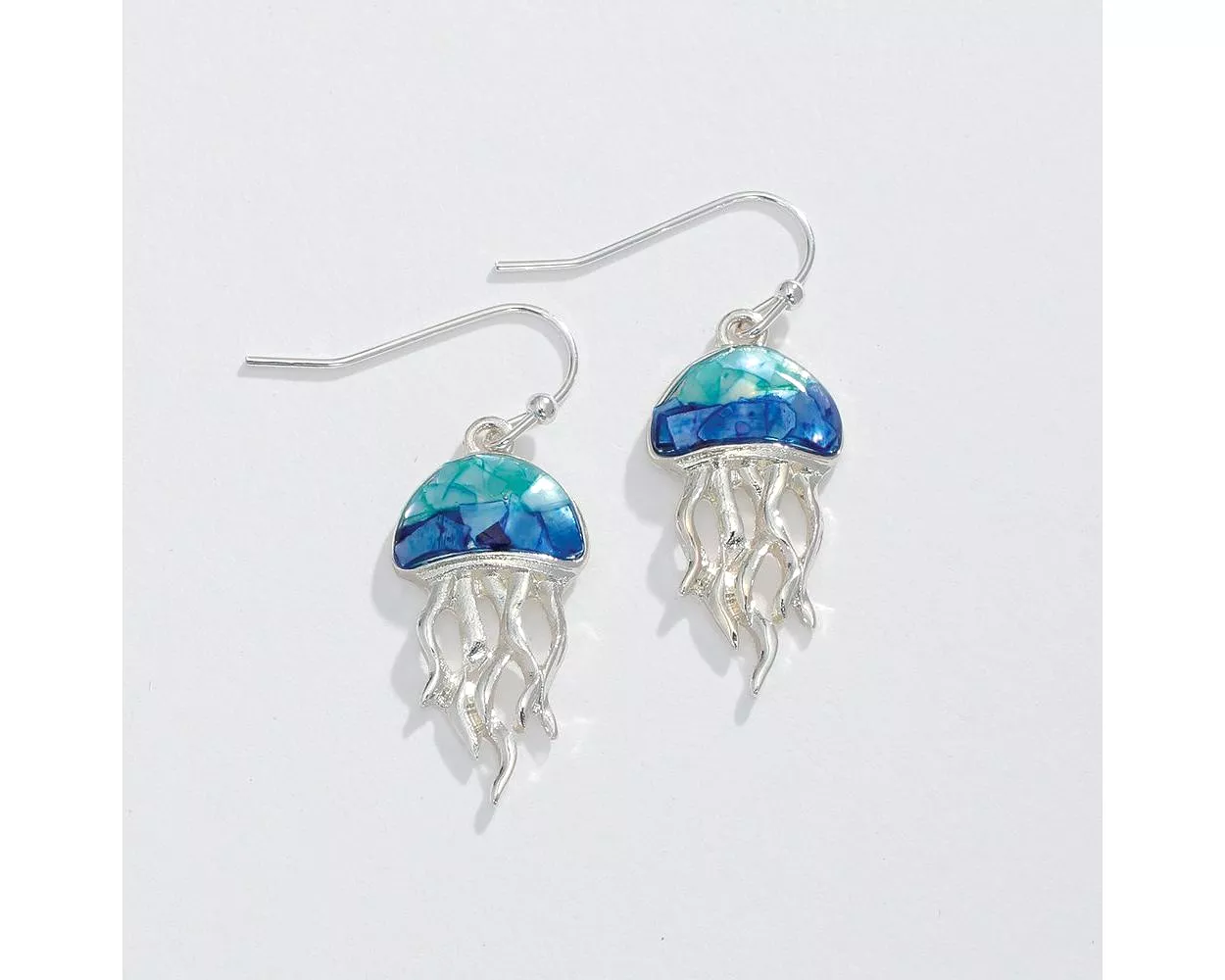 Aqua Inlay Jellyfish Earrings