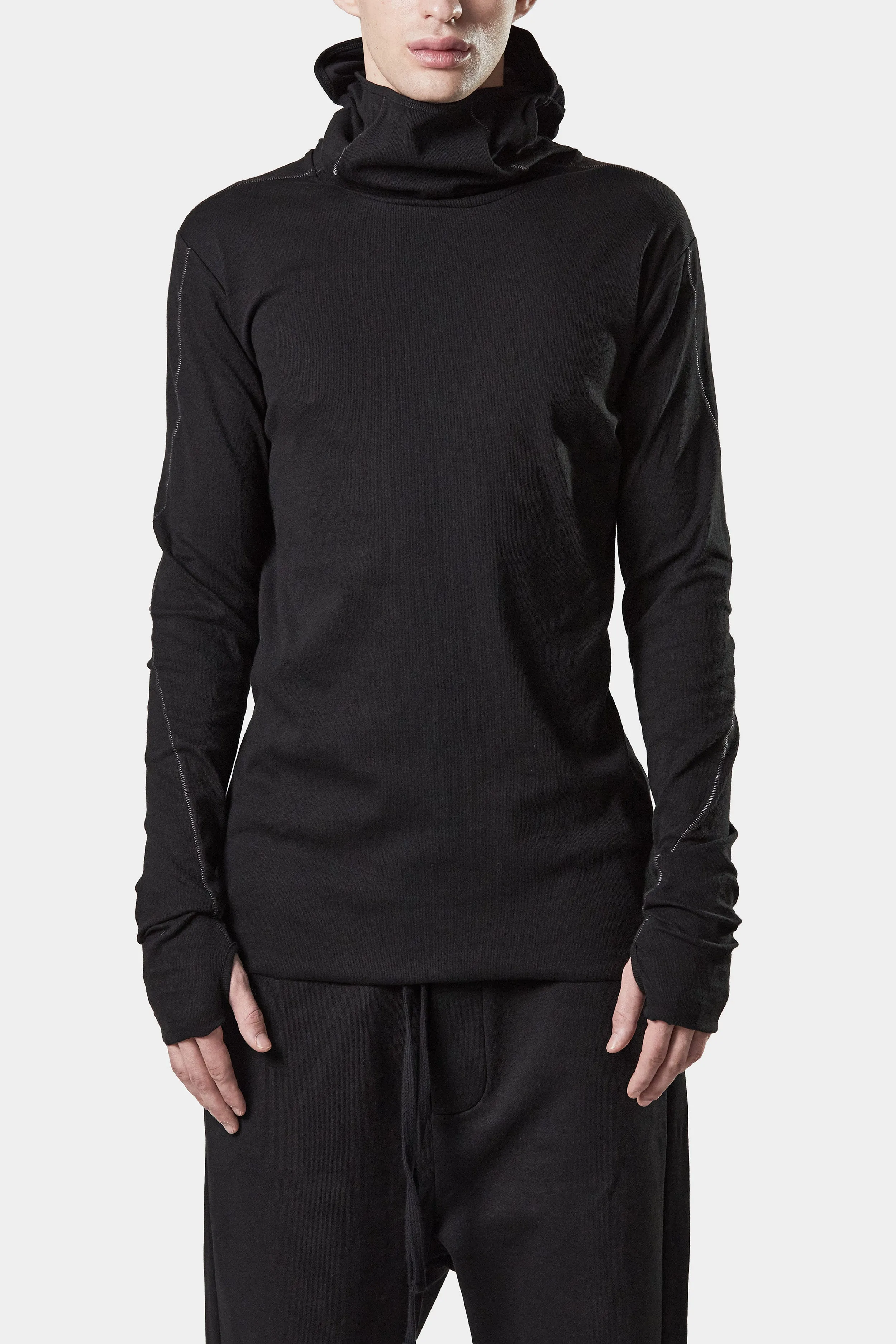 Balaclava hooded long sleeve tee