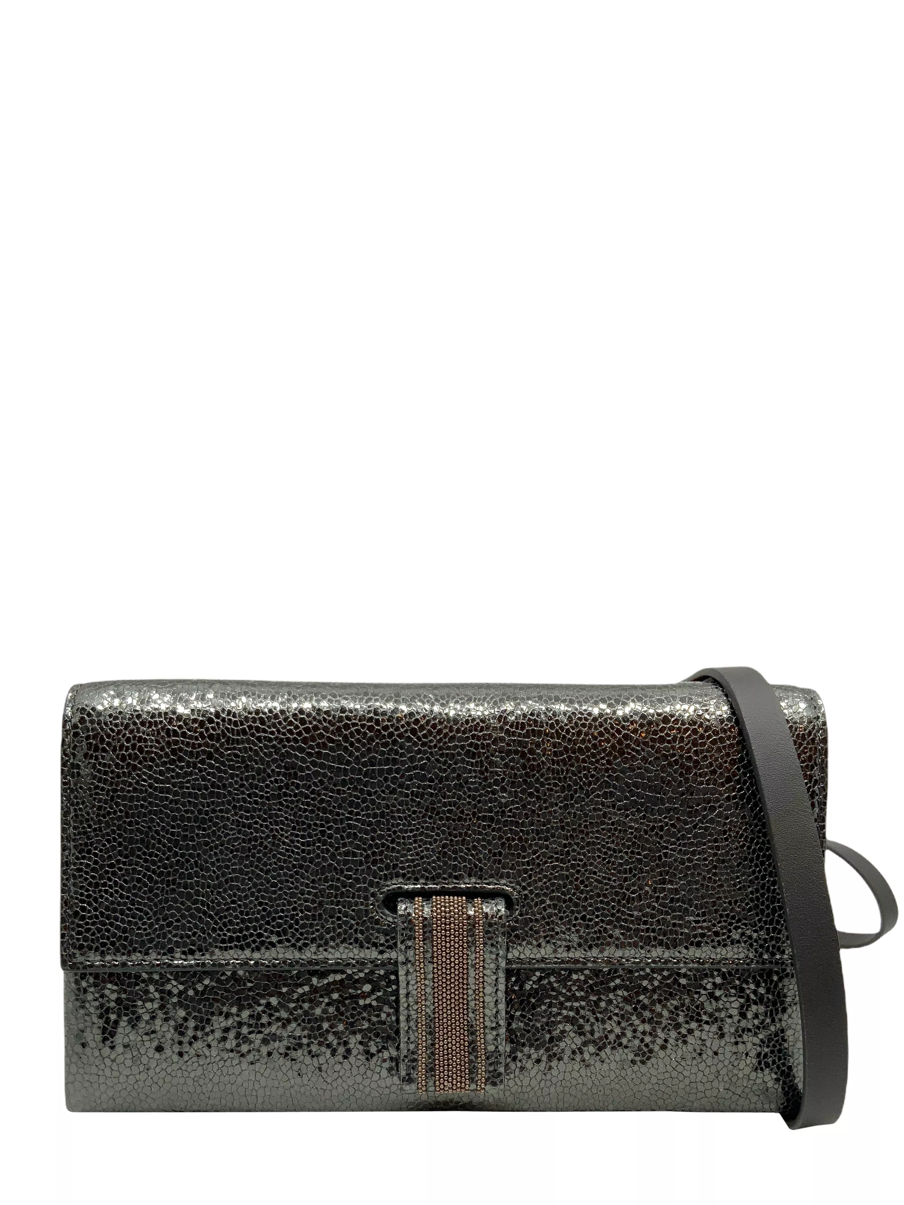 Brunello Cucinelli Metallic Wallet on Strap Crossbody Bag