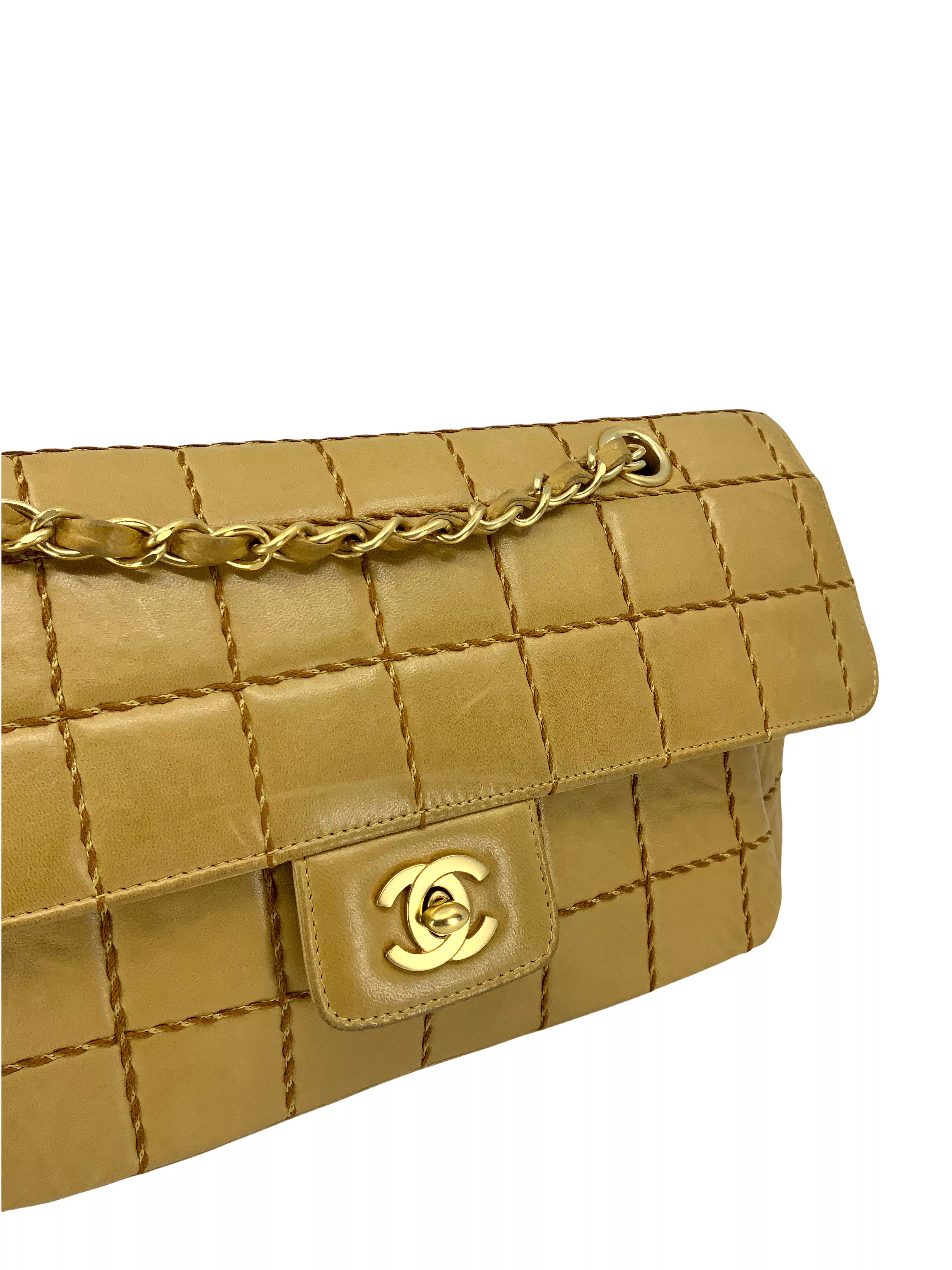 CHANEL Lambskin Square Double Stitch Medium Flap Bag