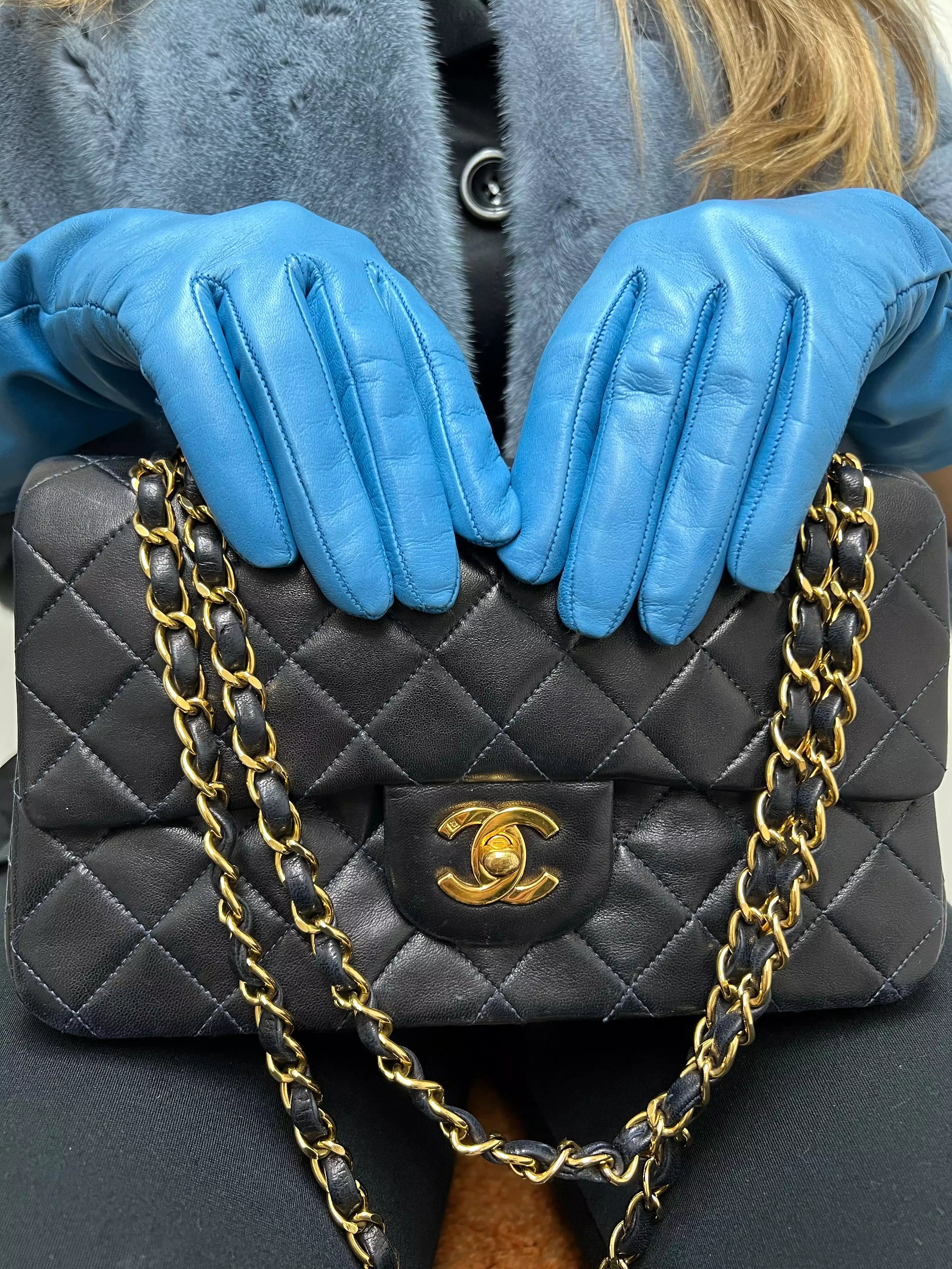 Chanel Vintage Quilted Lambskin Small Classic Double Flap Bag