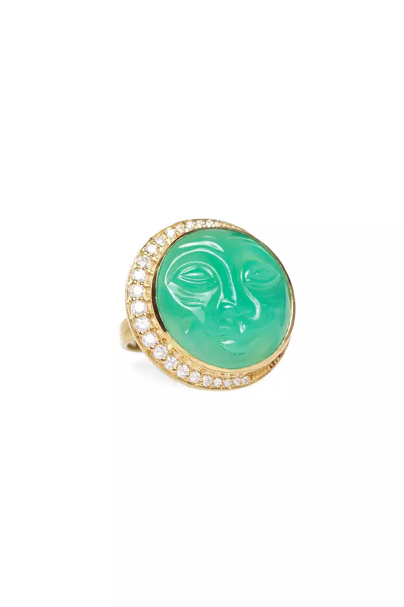 Chrysoprase Man in the Moon Ring