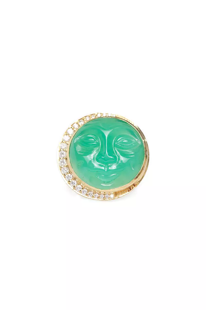 Chrysoprase Man in the Moon Ring