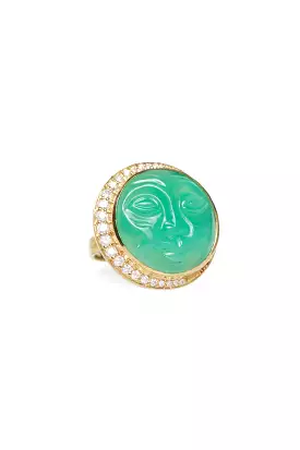 Chrysoprase Man in the Moon Ring