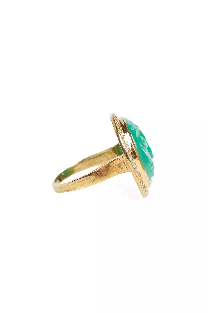 Chrysoprase Man in the Moon Ring