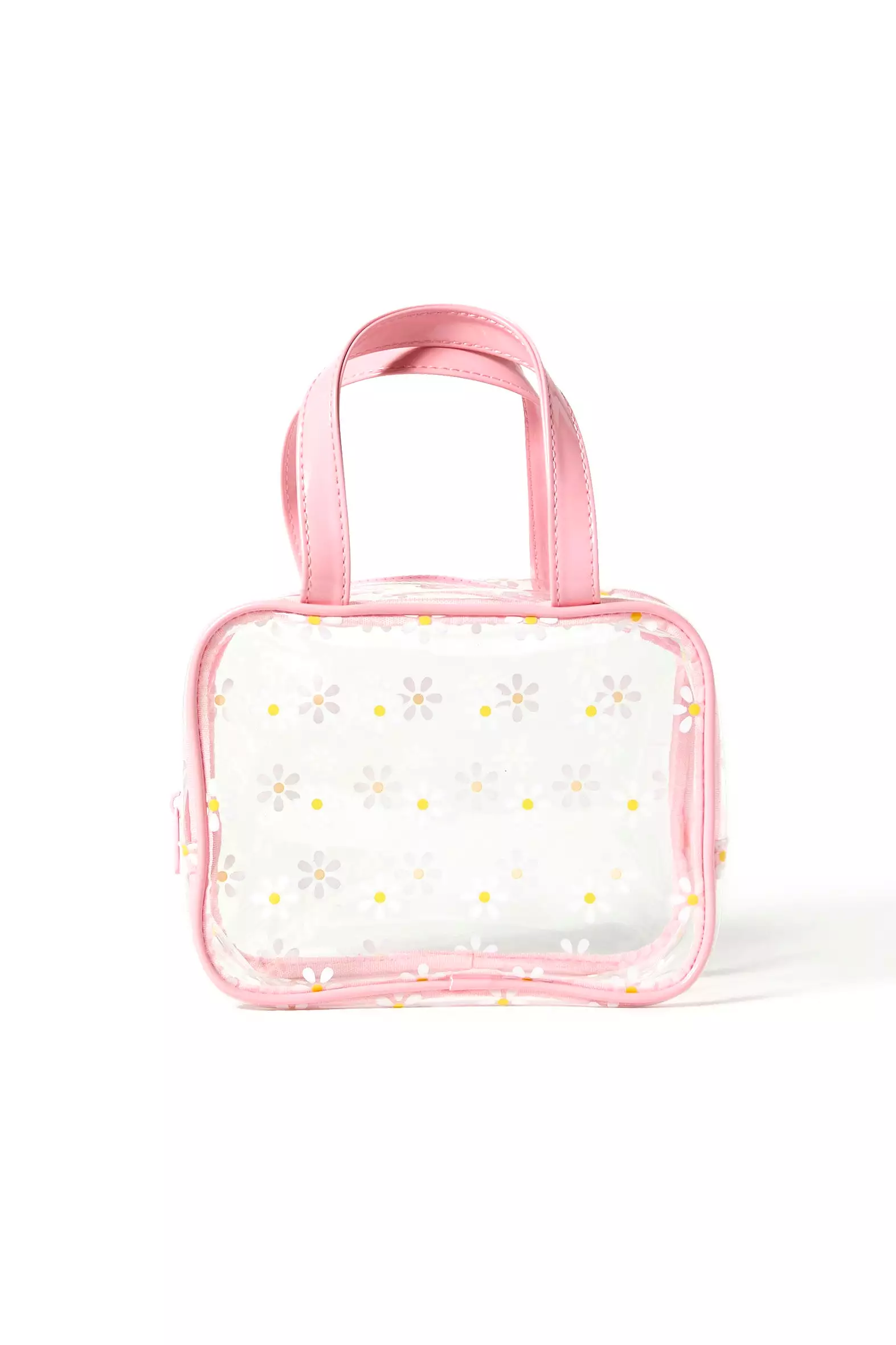 Clear Flower Print Makeup Bag