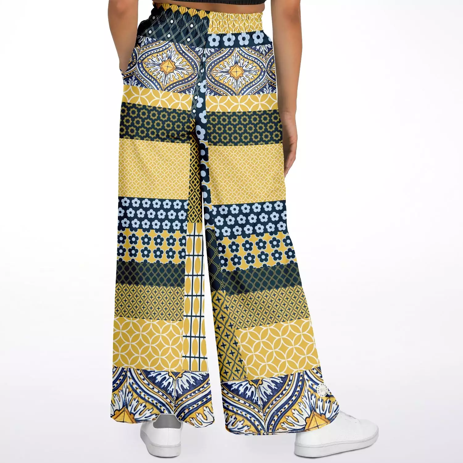 Dauphin Patchwork Print Eco-Poly Stretchy Phat Bellbottoms