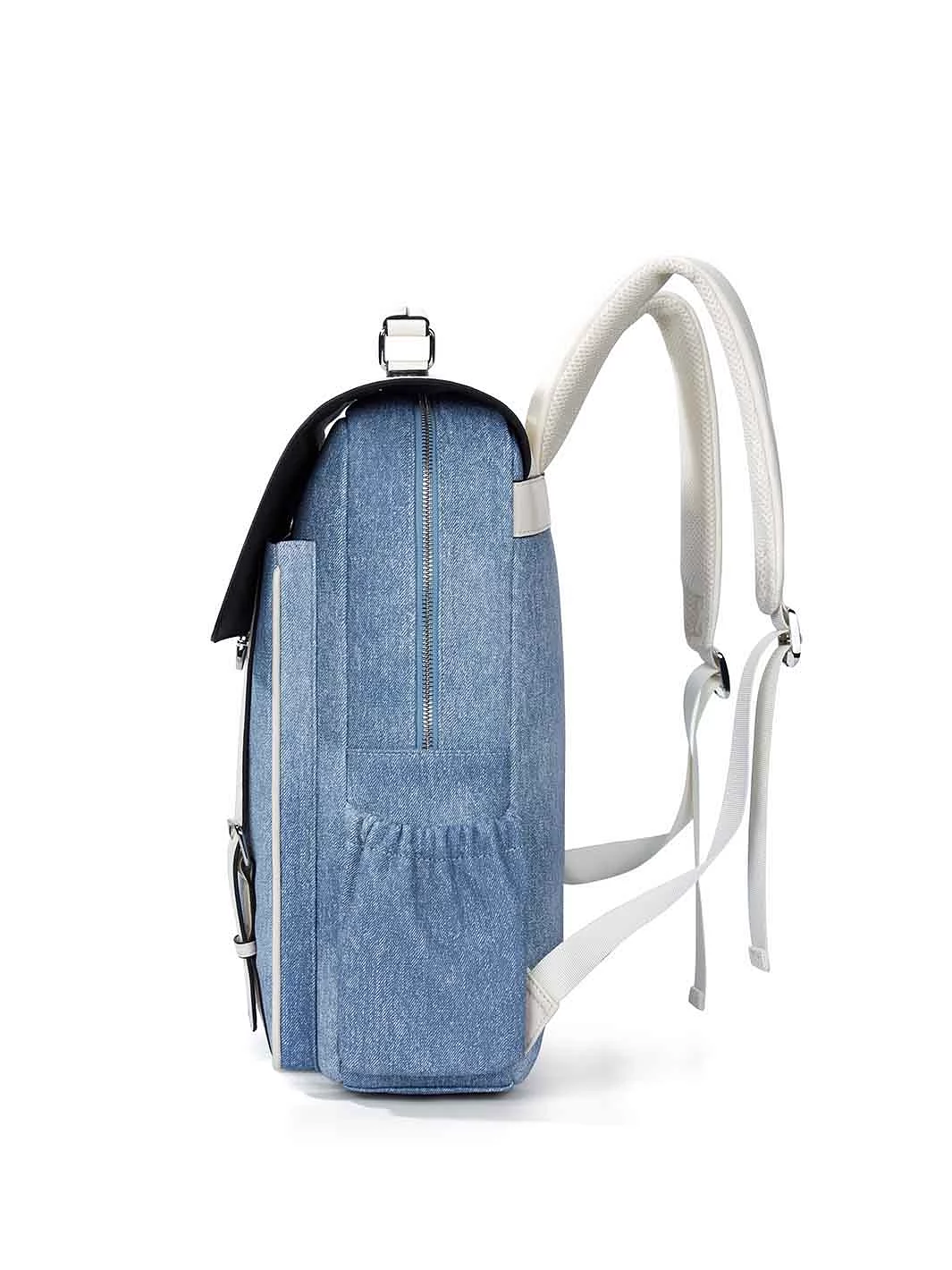 Denim-Inspired PU Fabric 15.6-Inch Backpack