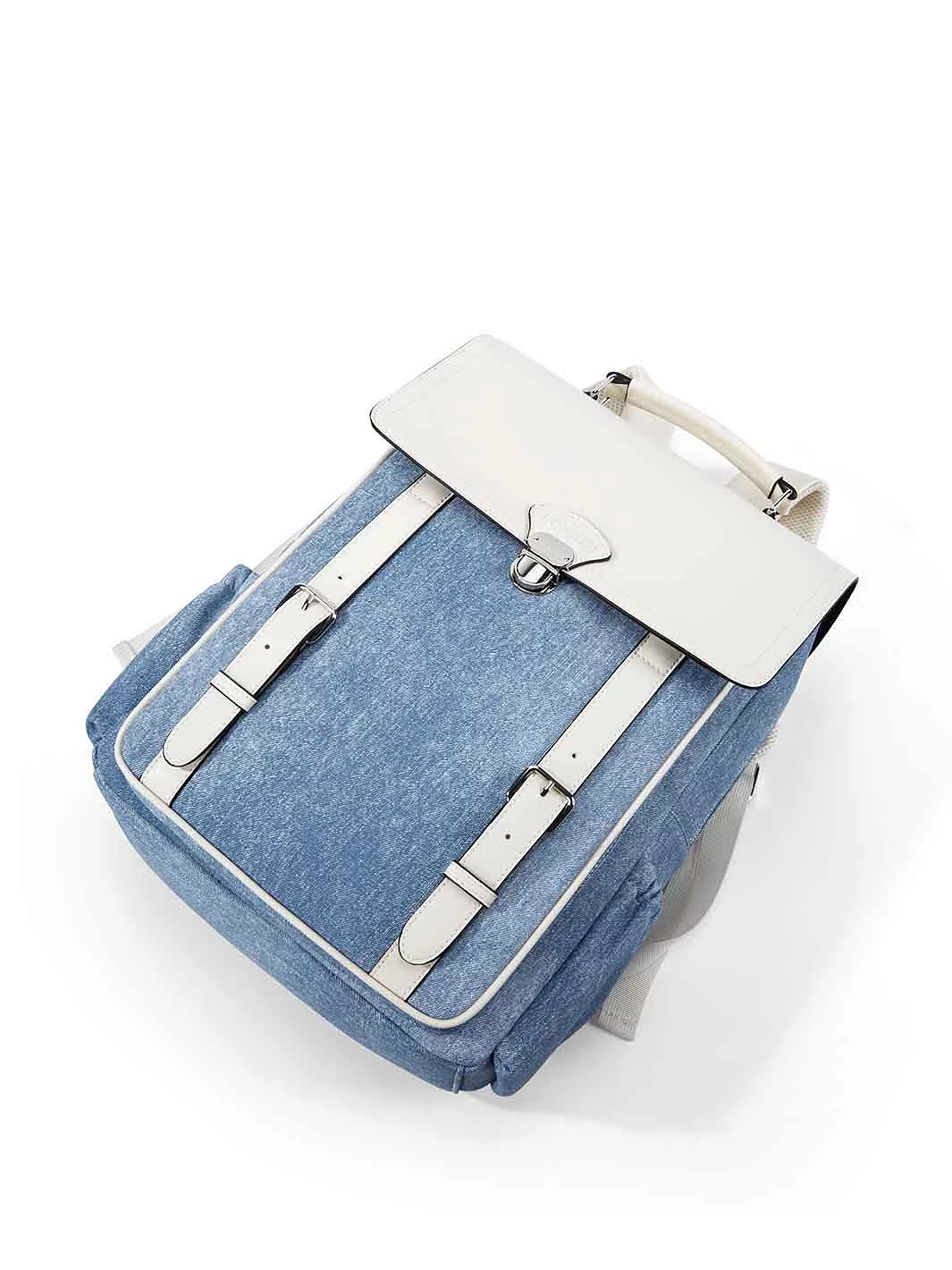 Denim-Inspired PU Fabric 15.6-Inch Backpack