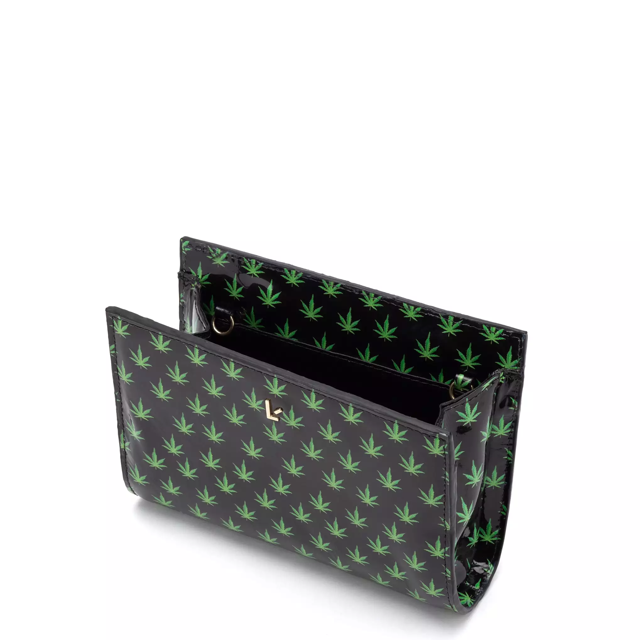 Erin Clutch In Black Leaf Patent Leather