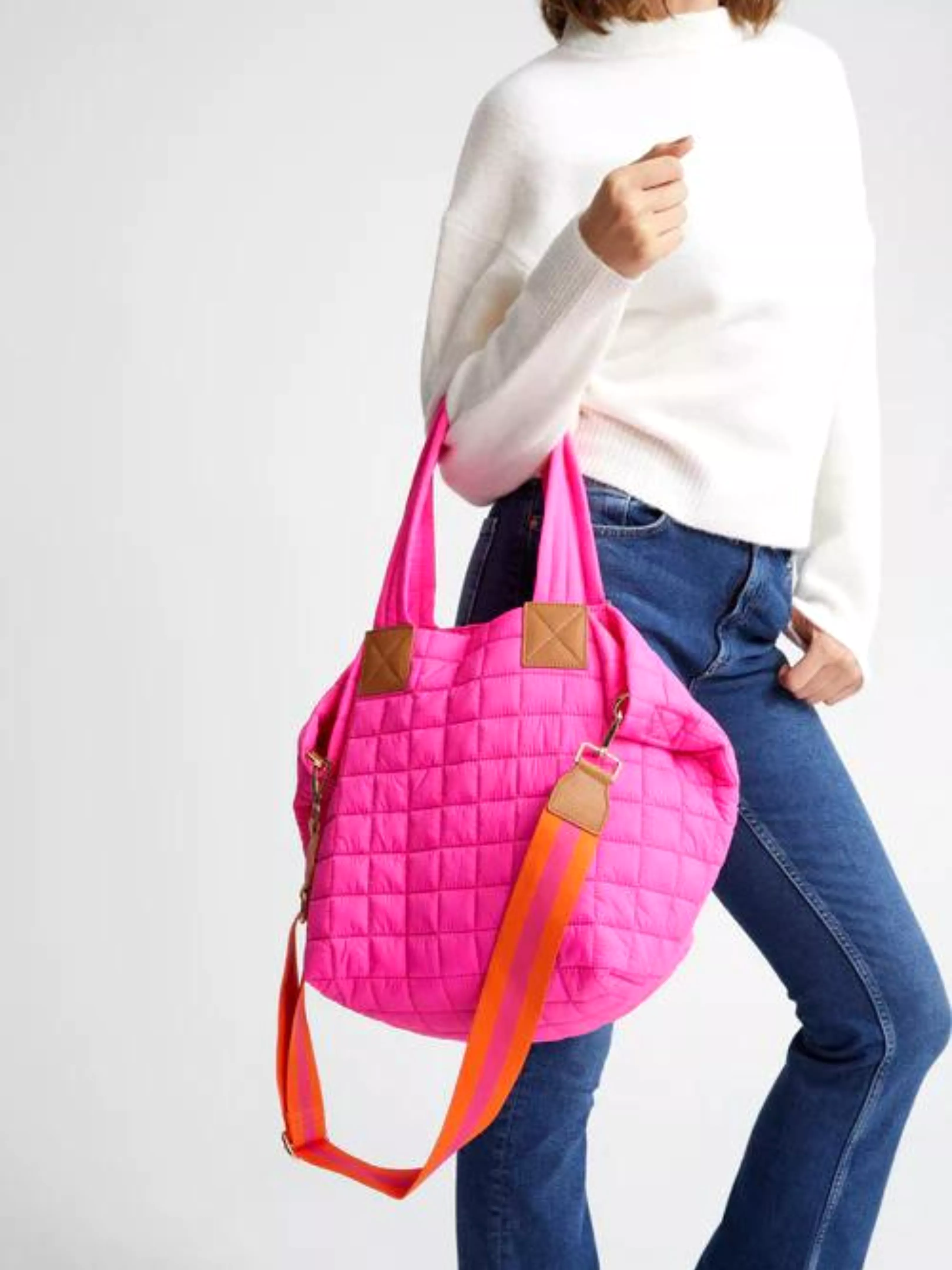 Ezra Quilted Tote - Magenta