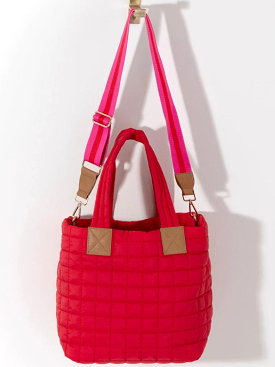 Ezra Quilted Tote - Red