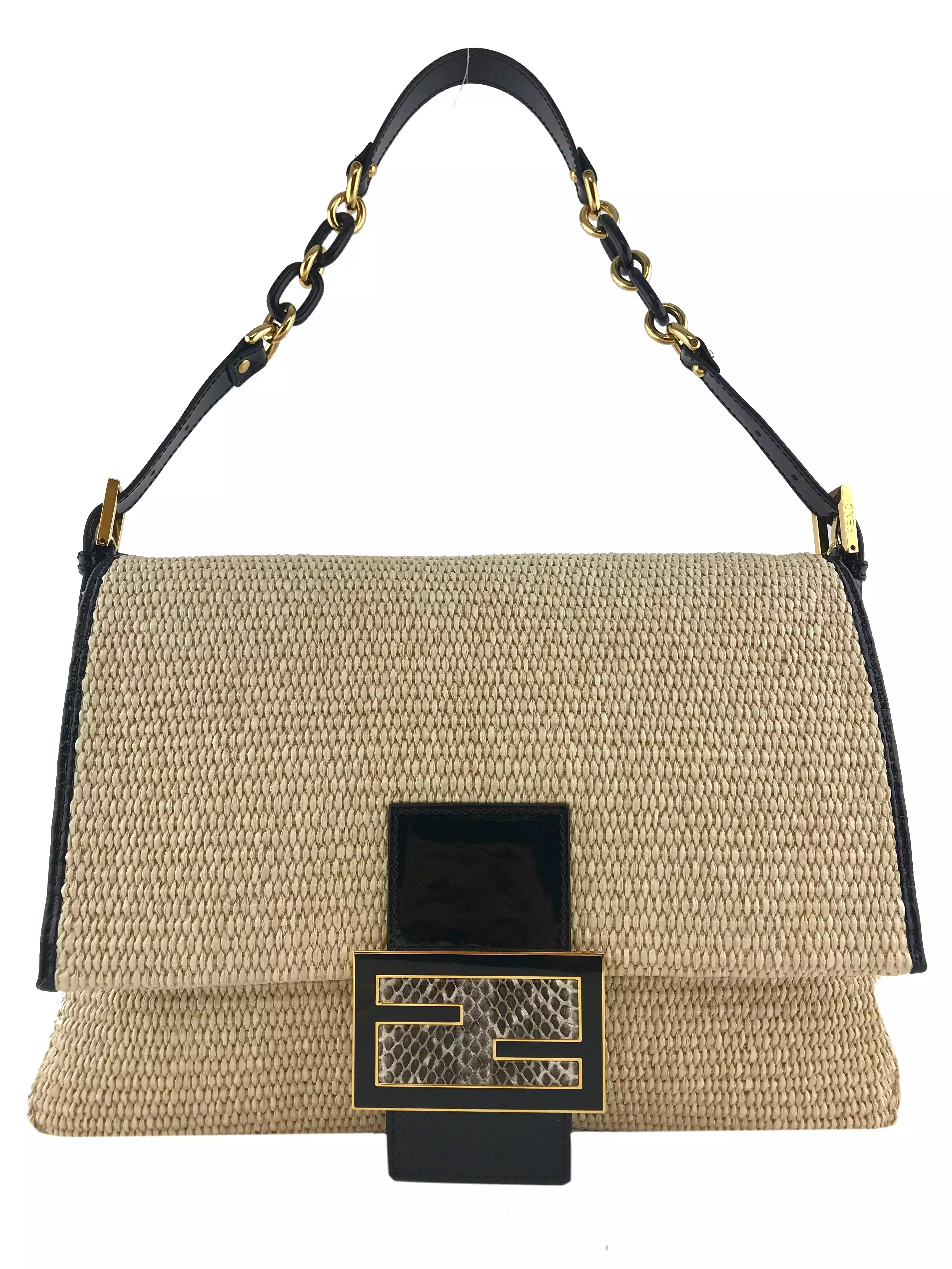 Fendi Big Mama Straw Flap Bag