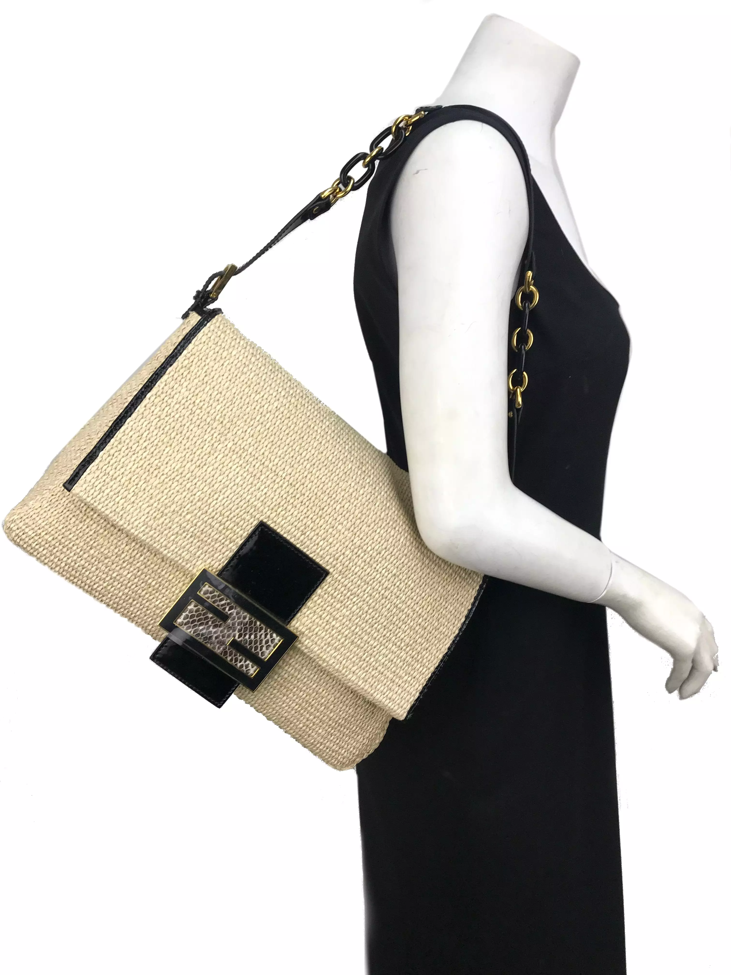 Fendi Big Mama Straw Flap Bag