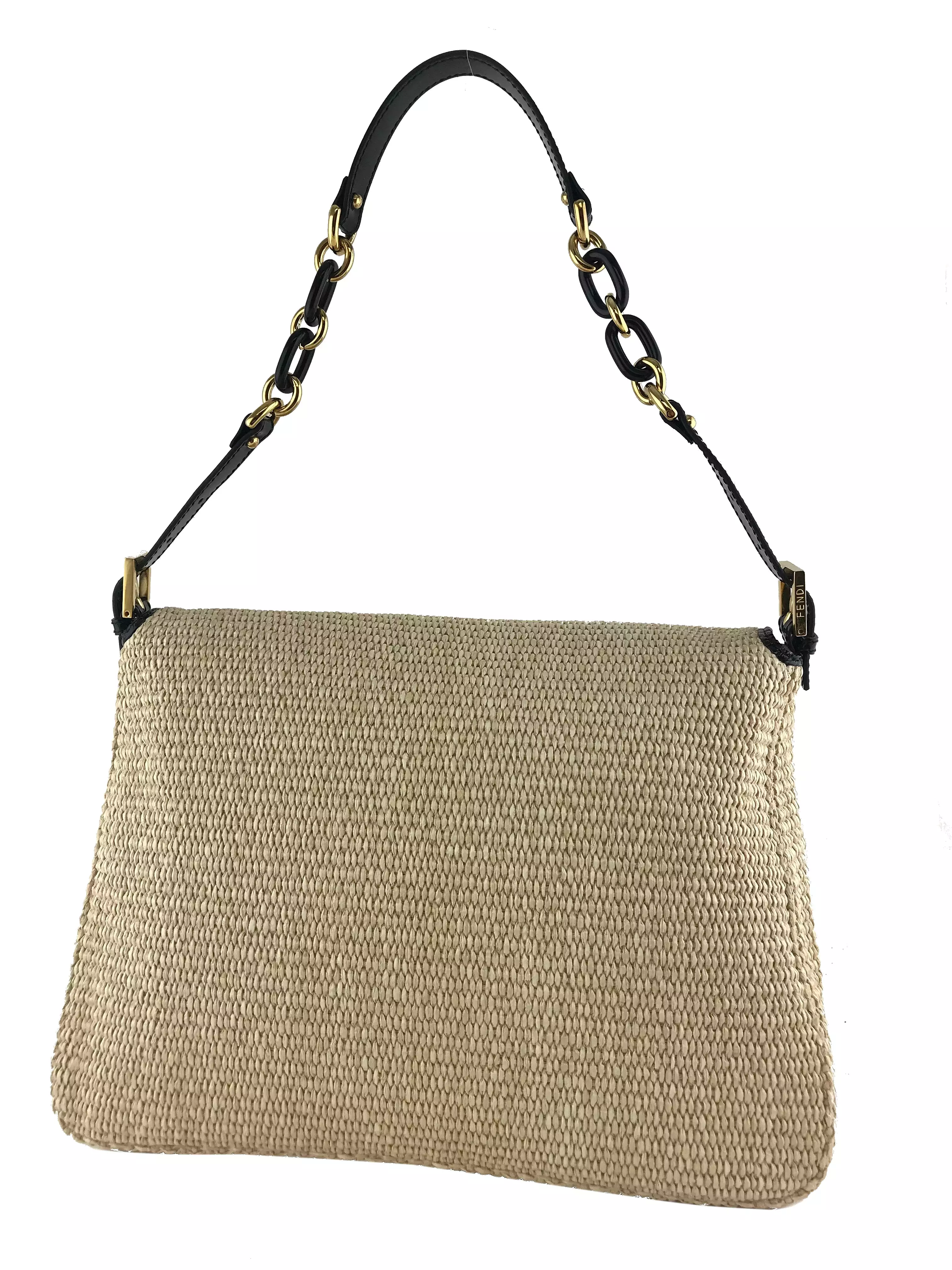 Fendi Big Mama Straw Flap Bag