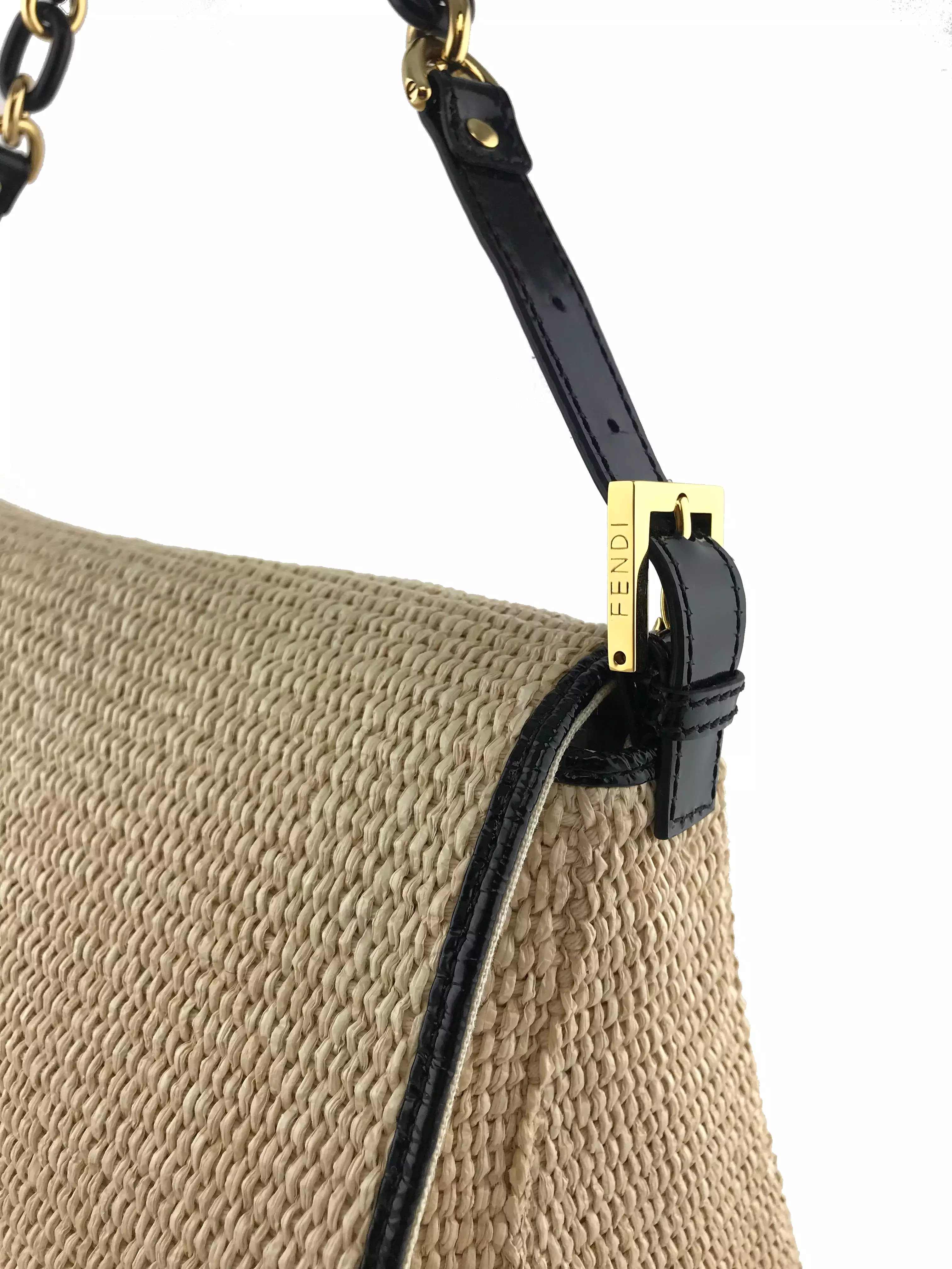 Fendi Big Mama Straw Flap Bag