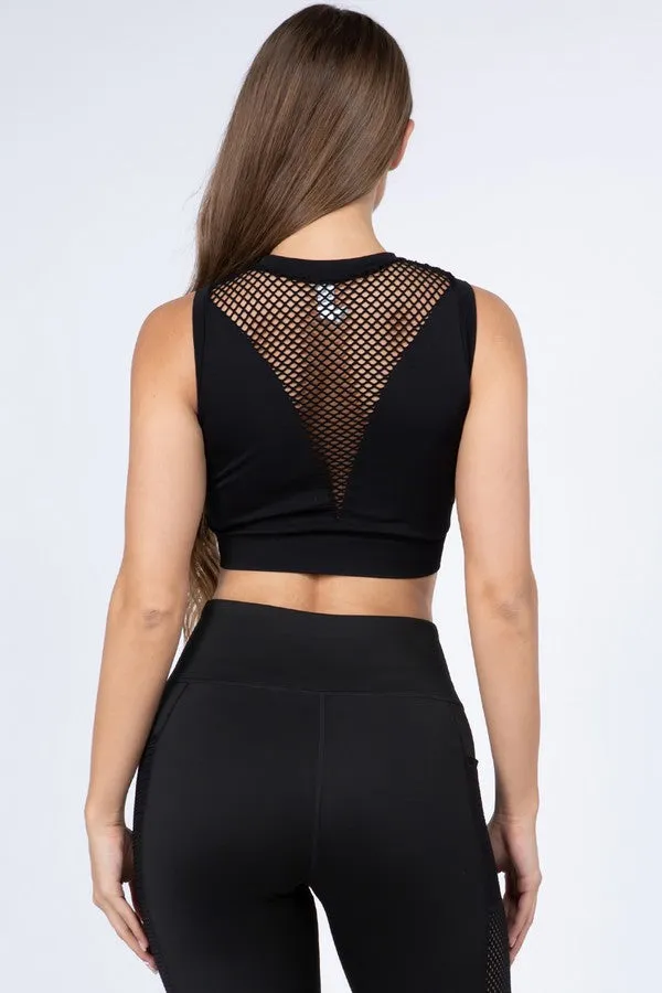 Fishnet High Neck Top