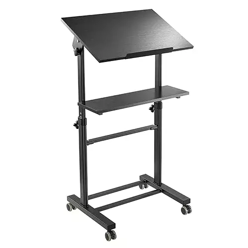 Height Adjustable Mobile Workstation With Tiltable Desktop Mount SH-WS-T01A