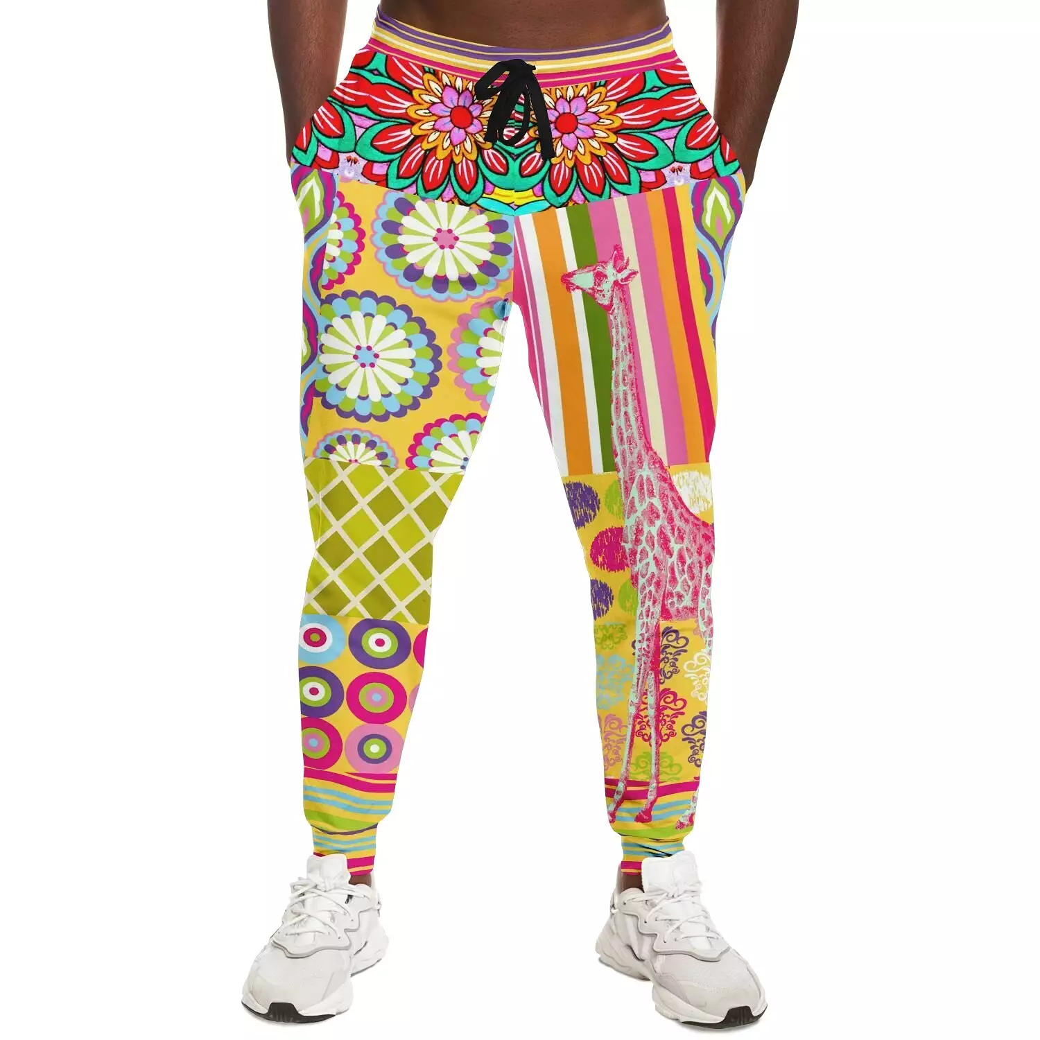 Hello Janis! Yellow Patchwork Unisex Eco-Poly Joggers