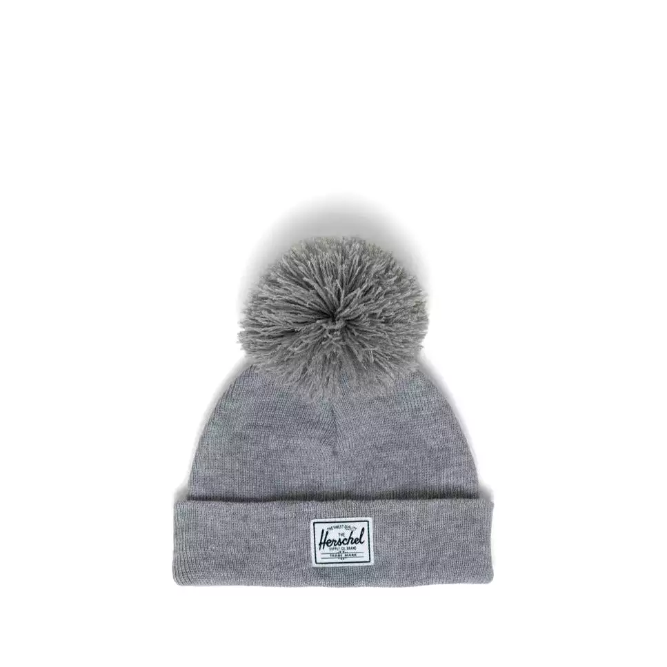 Herschel Light Heather Grey Baby Pom Beanie