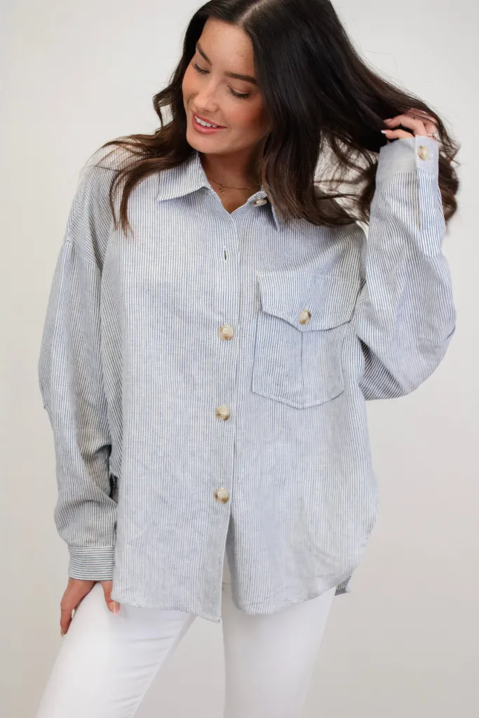 High Tide Linen Button Up Top