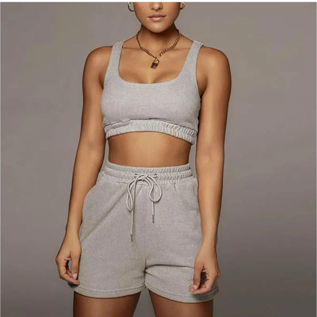 High Wasted Short & Crop Top Set