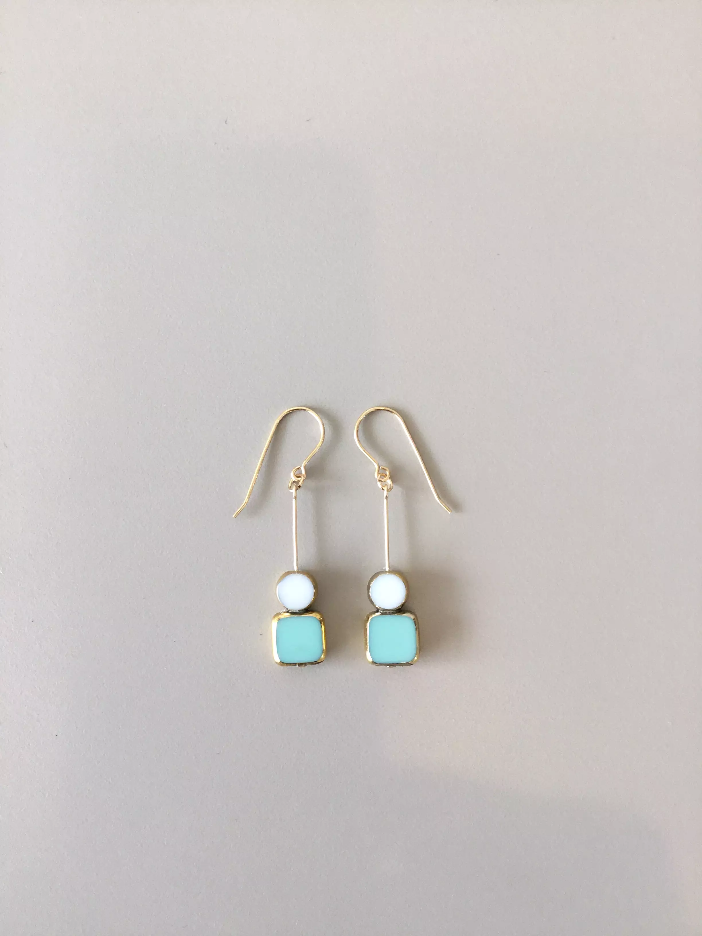 I. Ronni Kappos stacked aqua square earrings