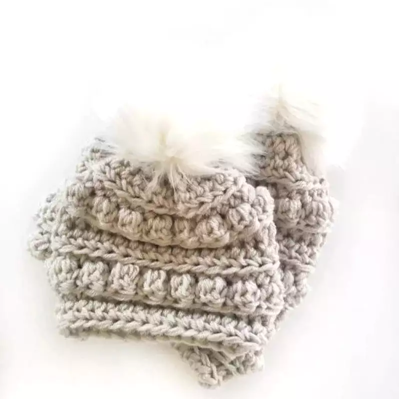 I'm In The Loop Linen Baby Bobble Beanie