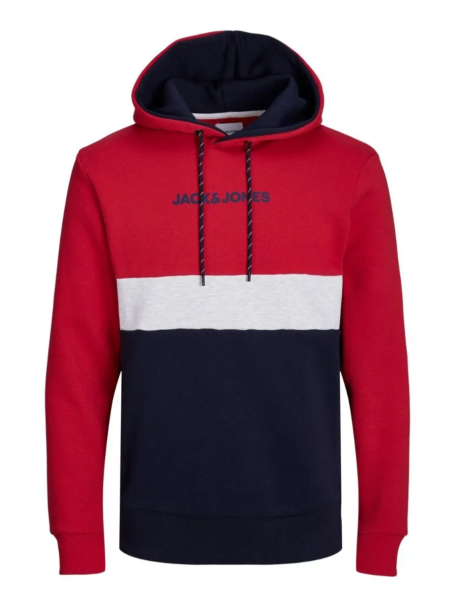 Jack & Jones Blocking Logo Hooded Sweatshirts Tango Red