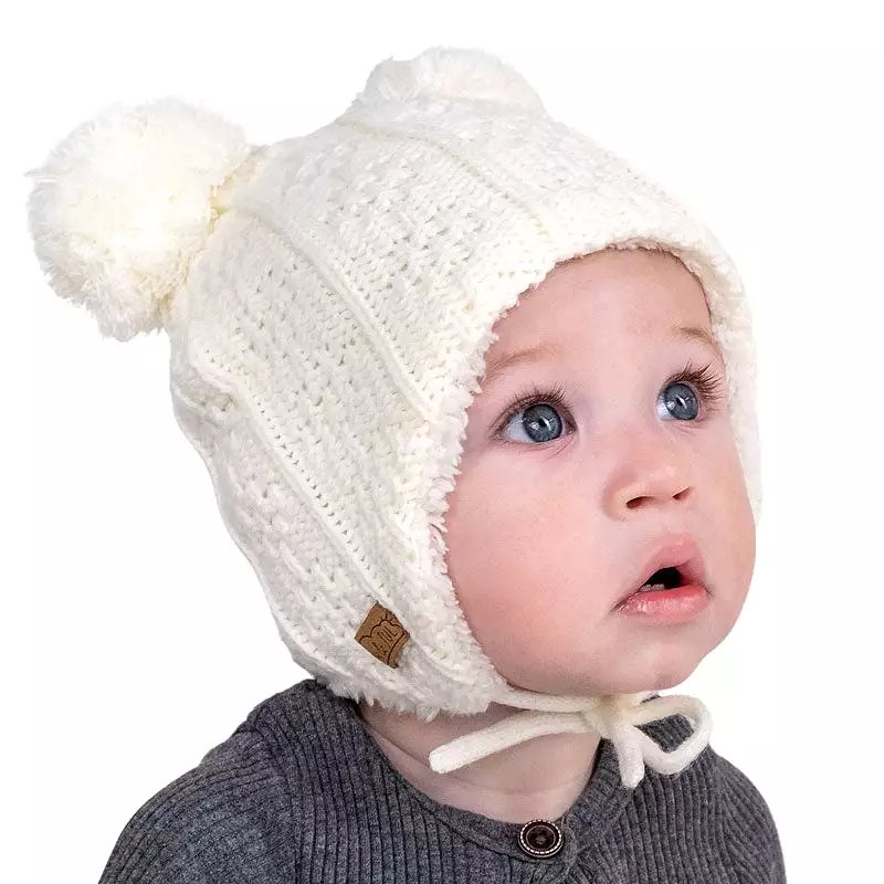 Jan & Jul Cream Bear Earflap Beanie