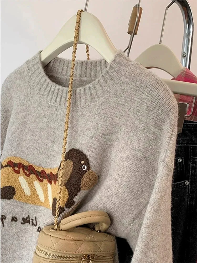 Khaki pullover short sweater women's autumn and winter wear inside and outside 2024 new small knitted sweater tops