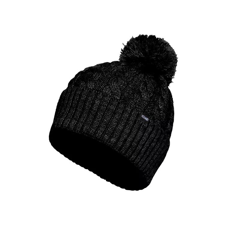 Kombi Black Braidy Merino Pom Pom Junior Hat