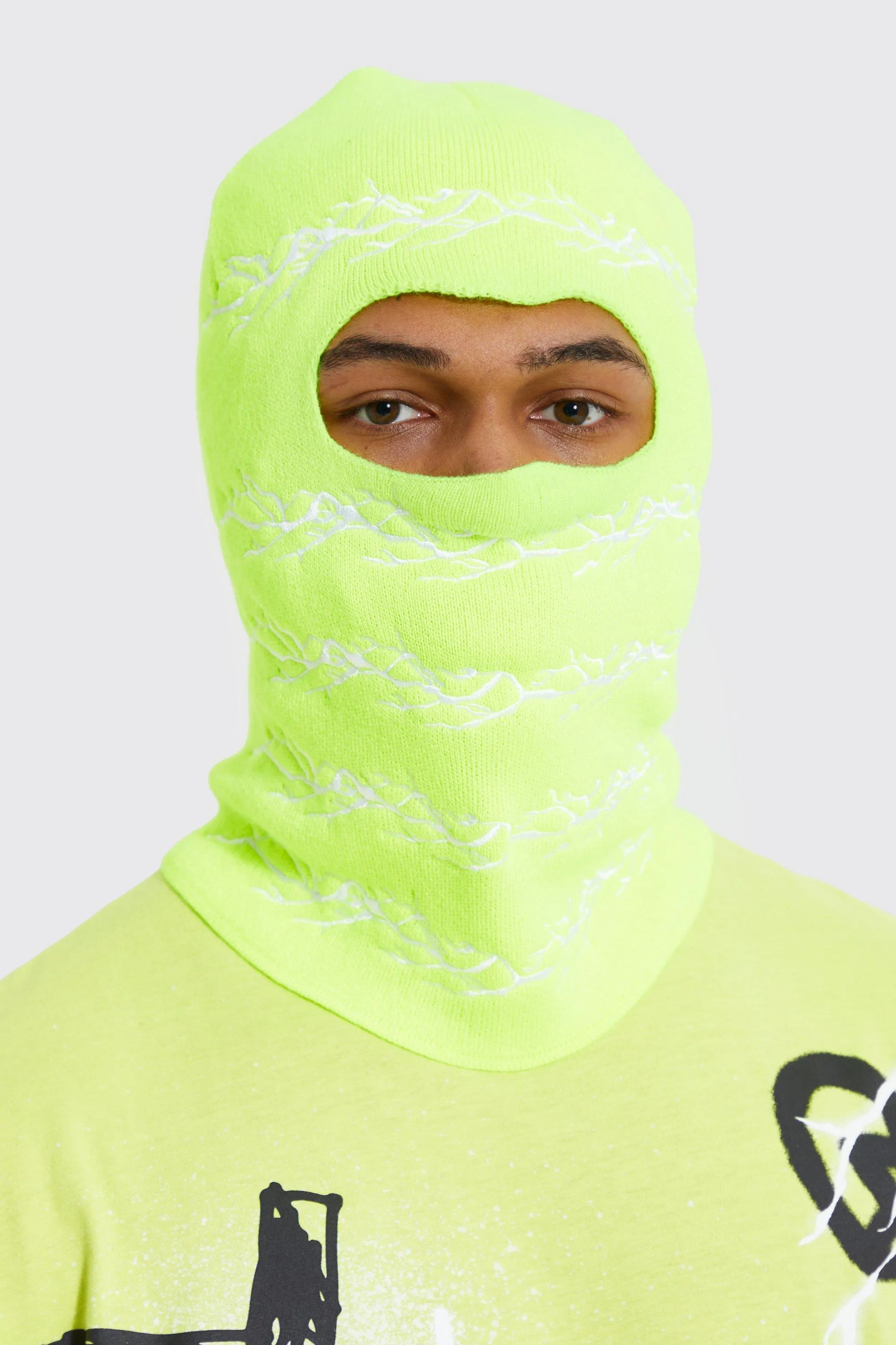 Lightening Embroidered Trippy Balaclava