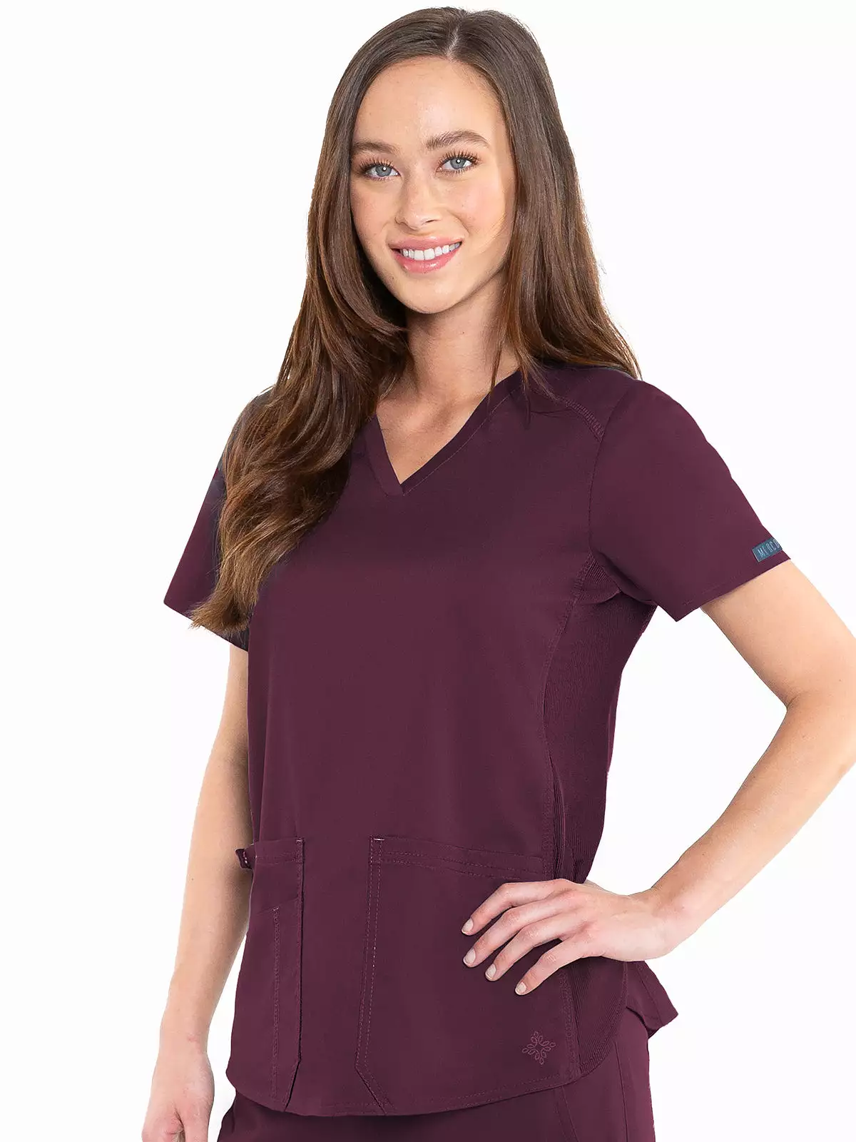 Med Couture Touch 7459 Women's V-Neck Shirttail Top