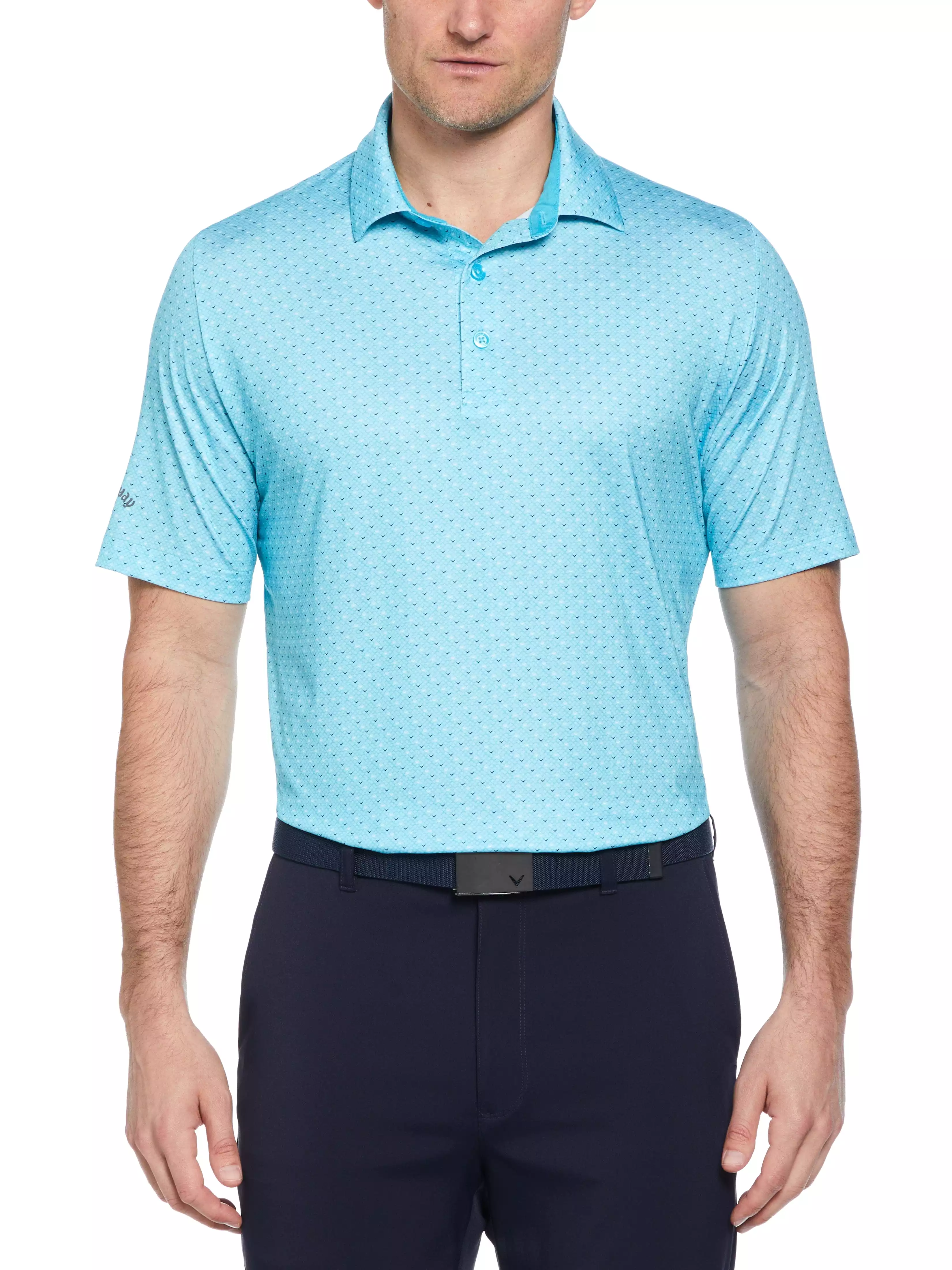 Mens Swing Tech Allover Chevron Polo