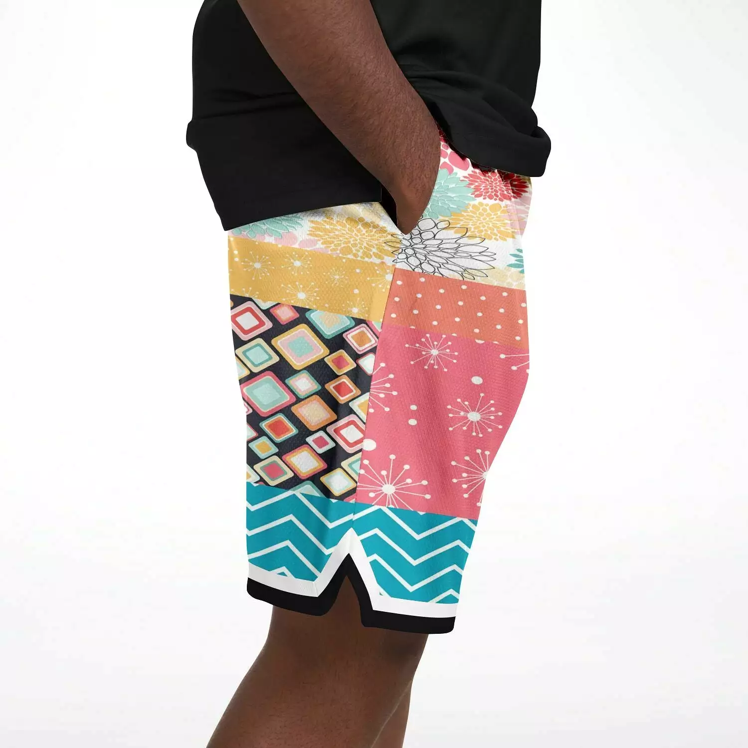 Old Miami Geo Patchwork Basketball Shorts