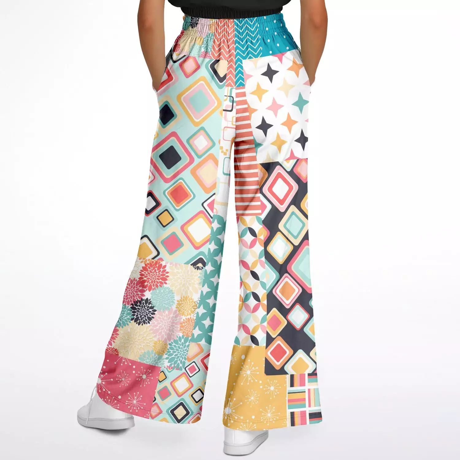 Old Miami Geometric Trefoil Eco-Poly Stretchy Phat Bellbottoms