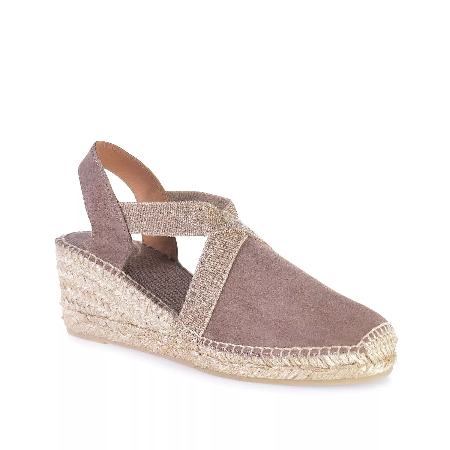 Plain Suede Leather Wedge Espadrille for Women - Tona