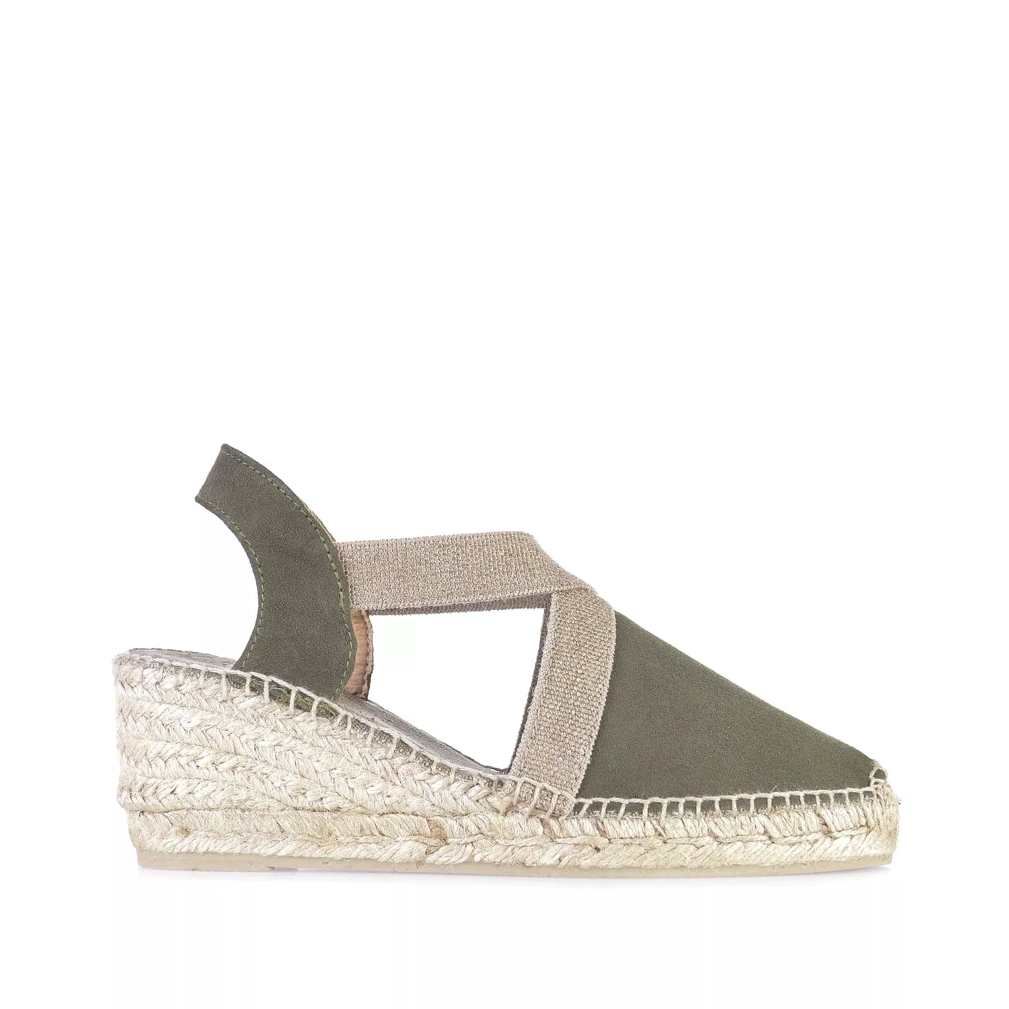 Plain Suede Leather Wedge Espadrille for Women - Tona