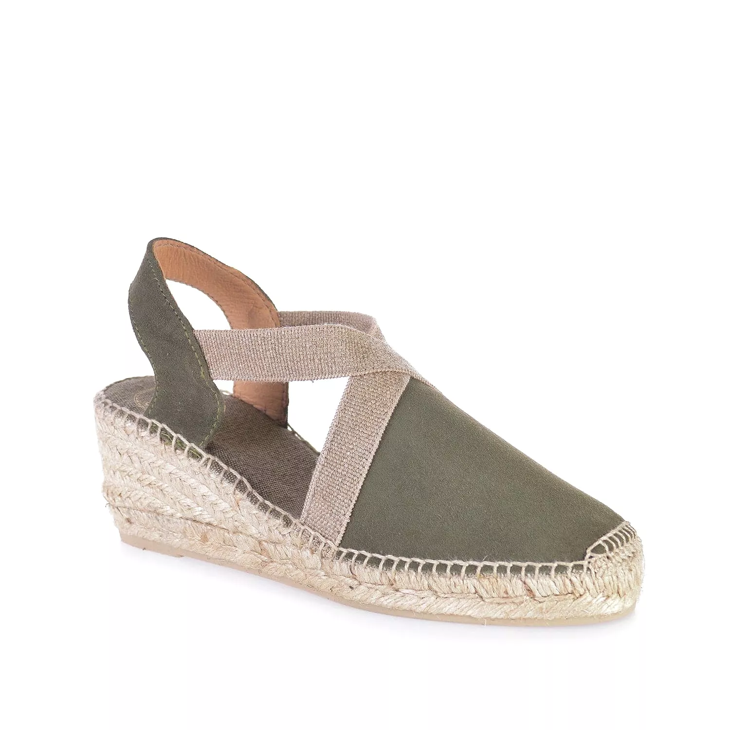 Plain Suede Leather Wedge Espadrille for Women - Tona