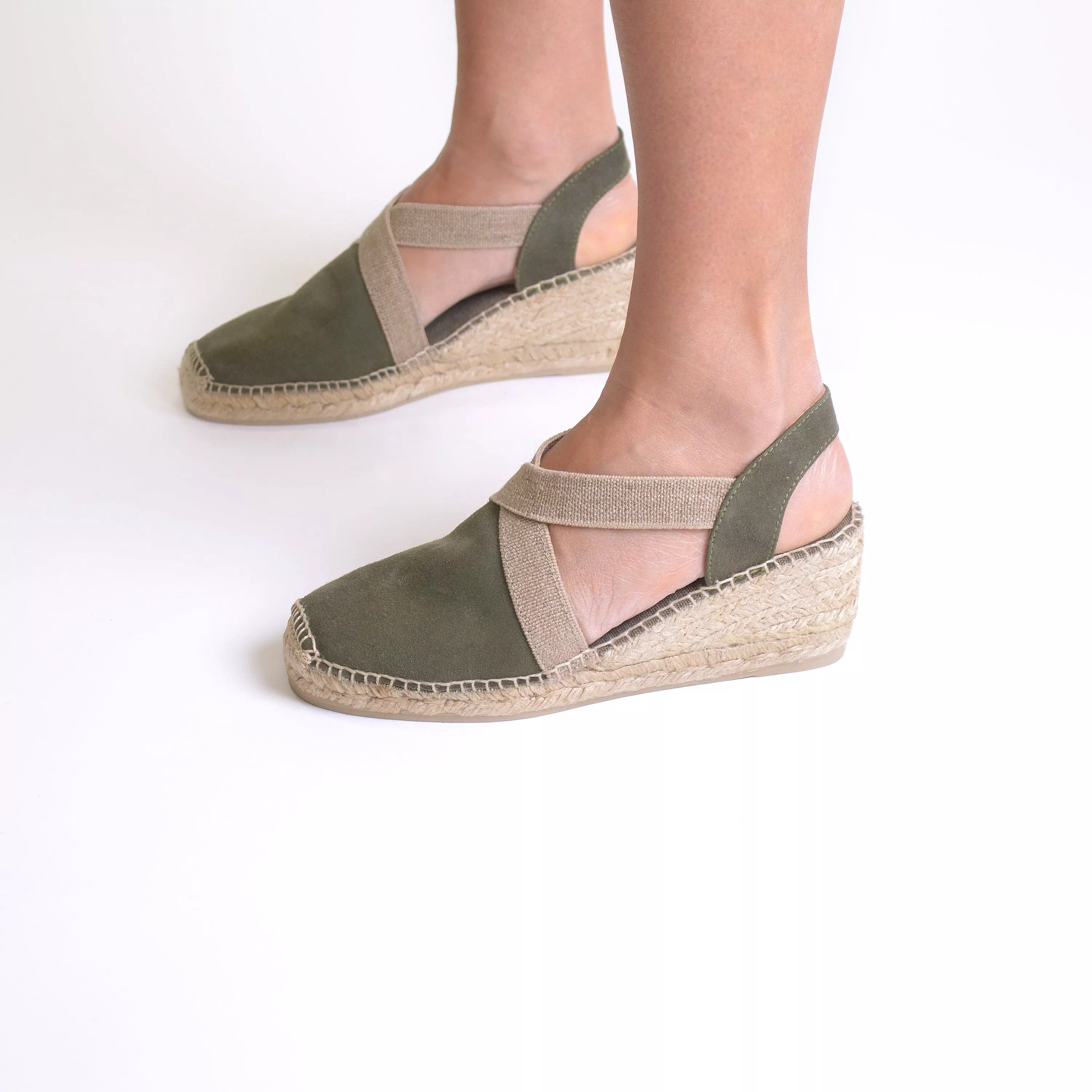 Plain Suede Leather Wedge Espadrille for Women - Tona