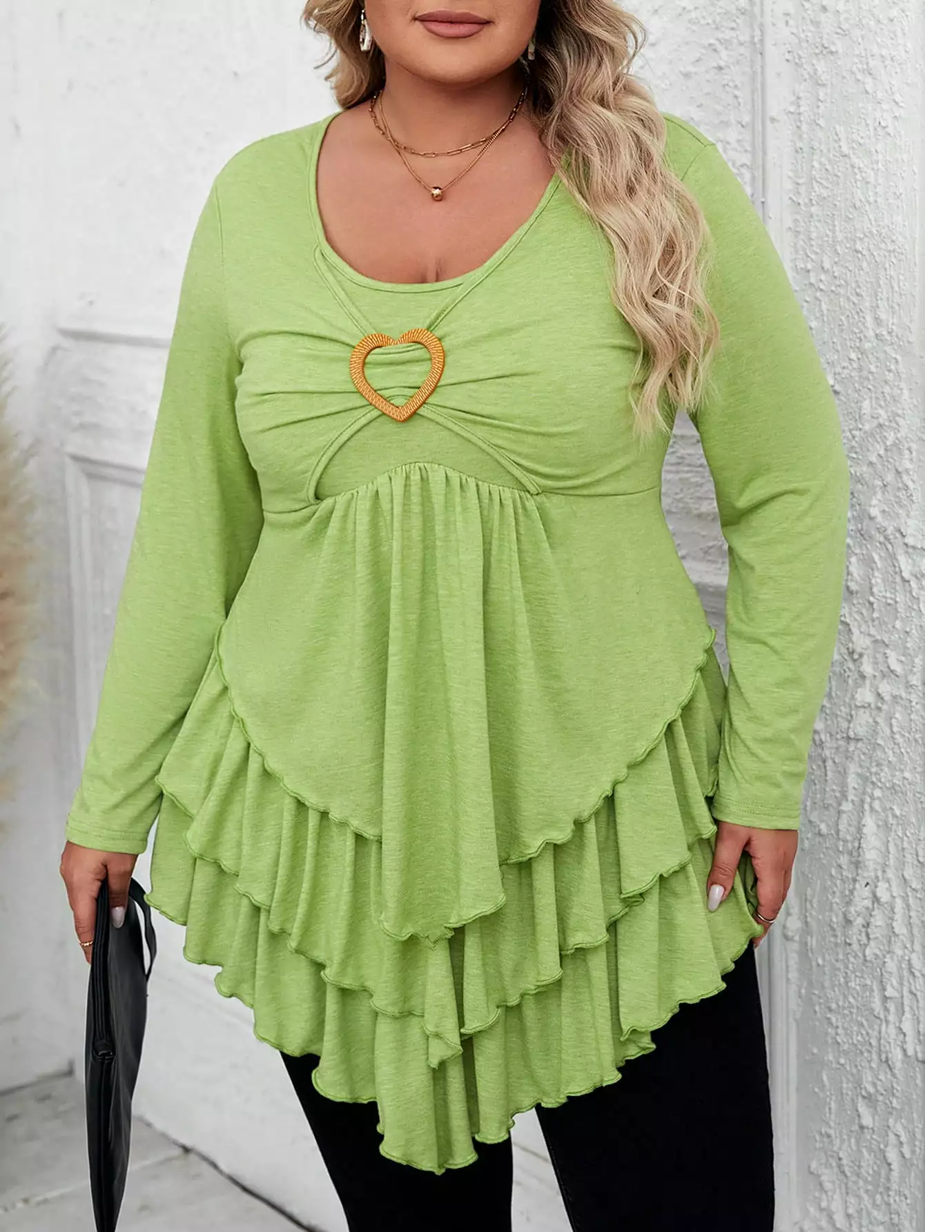 Plus Size Ruffle Trim T-shirt