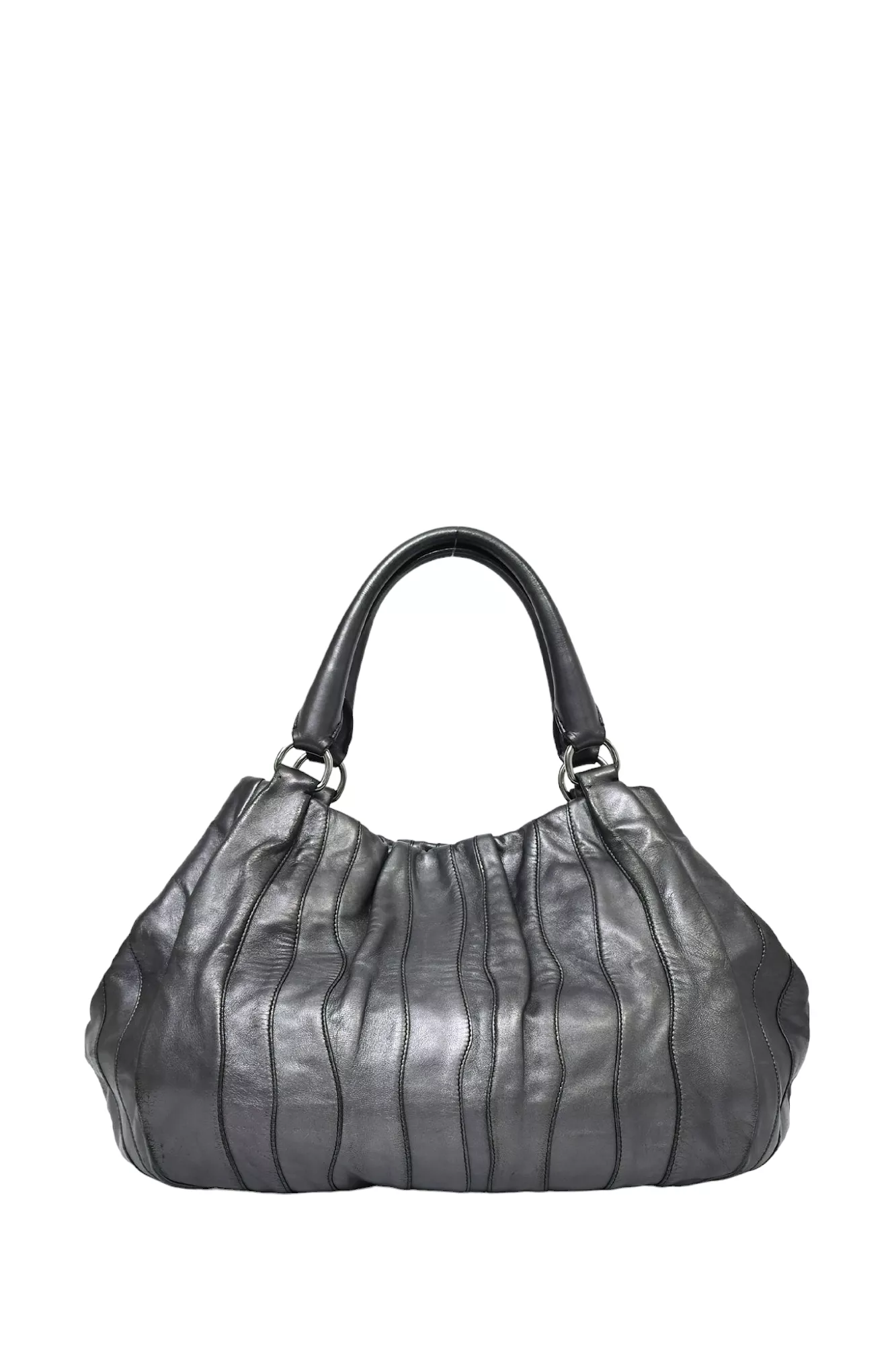 Prada Grey Nappa Leather Hobo Bag