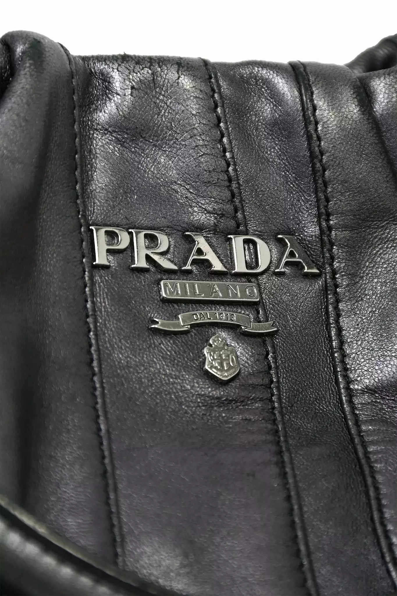 Prada Grey Nappa Leather Hobo Bag