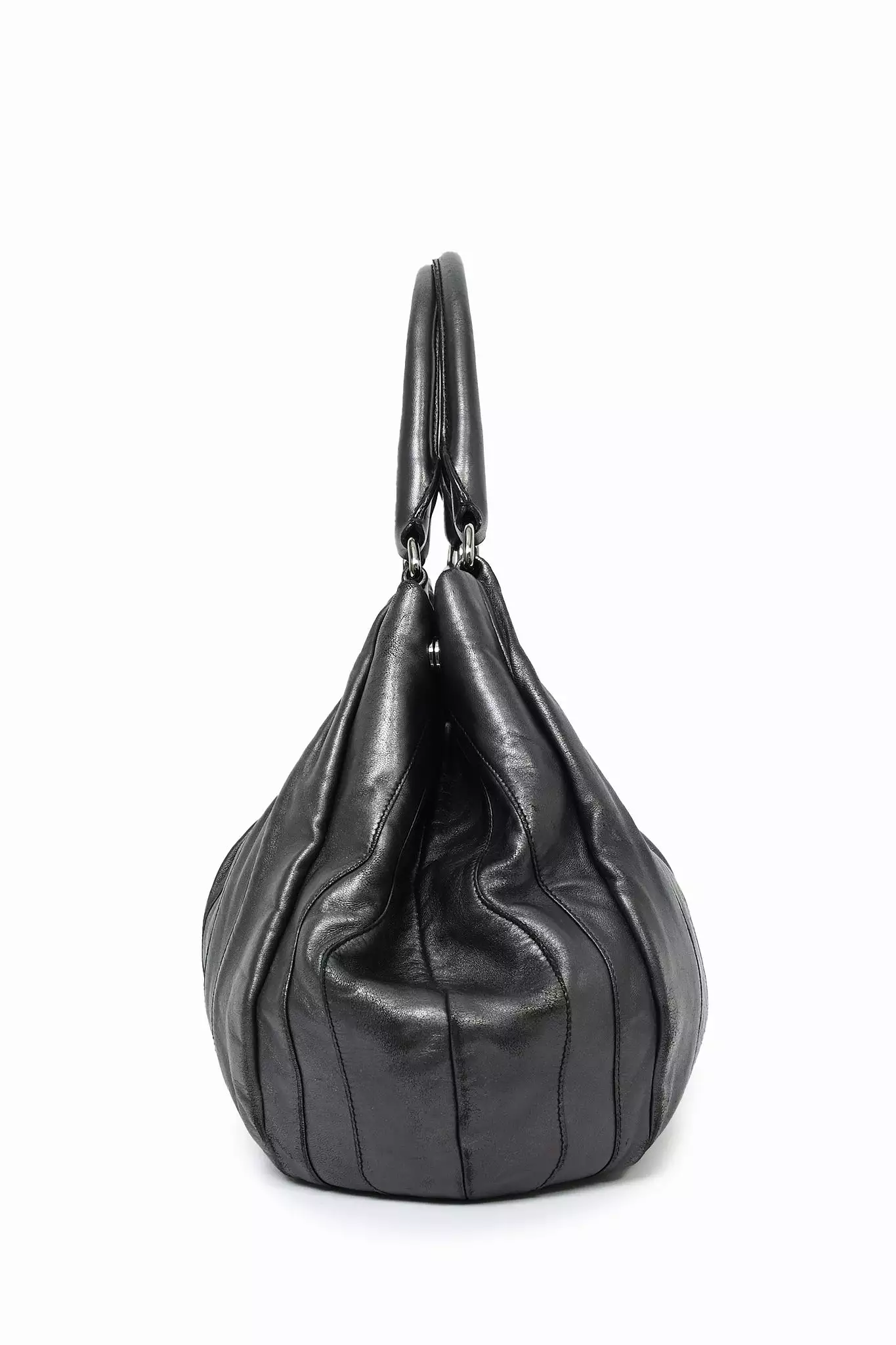 Prada Grey Nappa Leather Hobo Bag