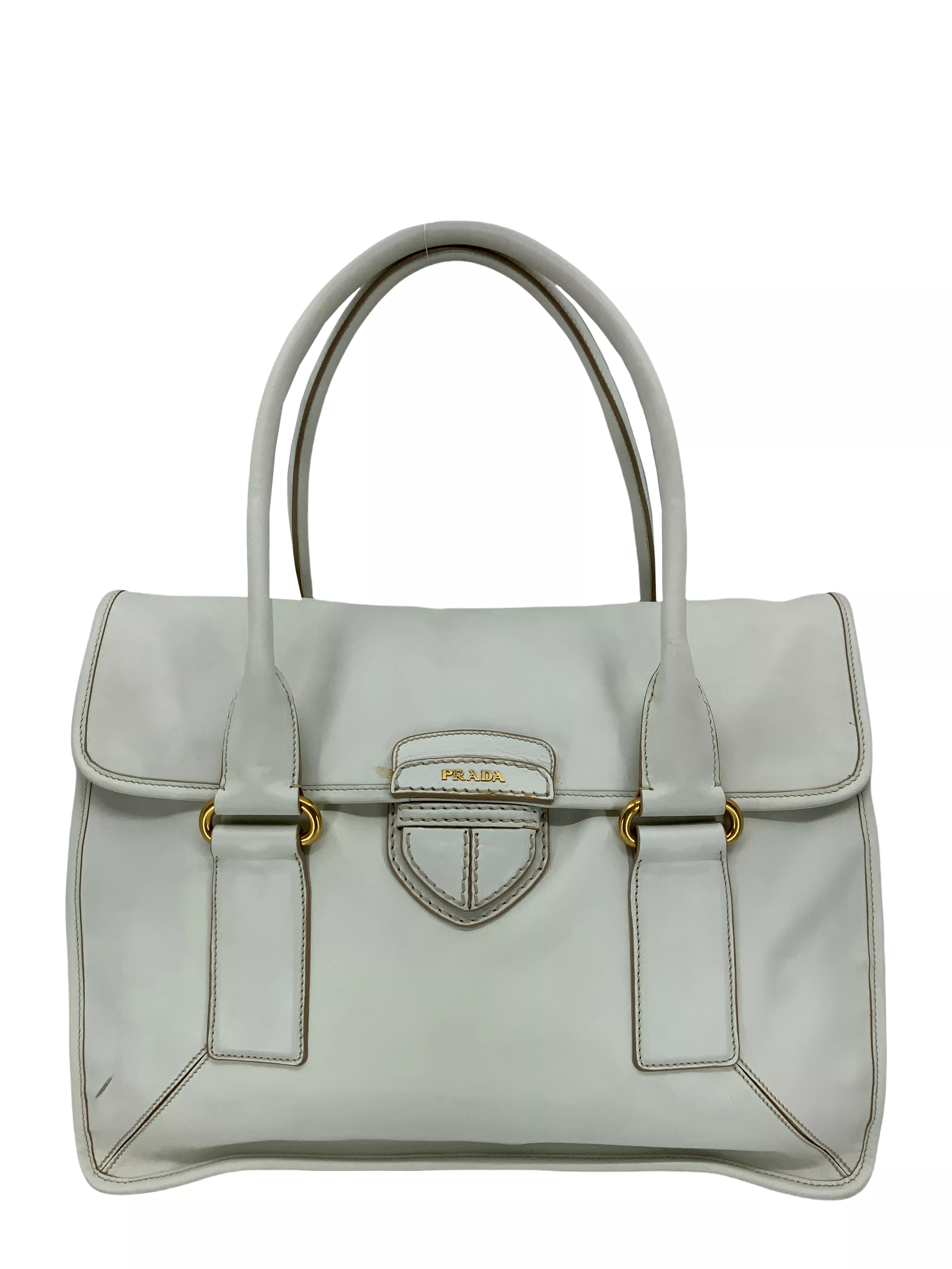 PRADA Leather Pattina Large Shopping Bag