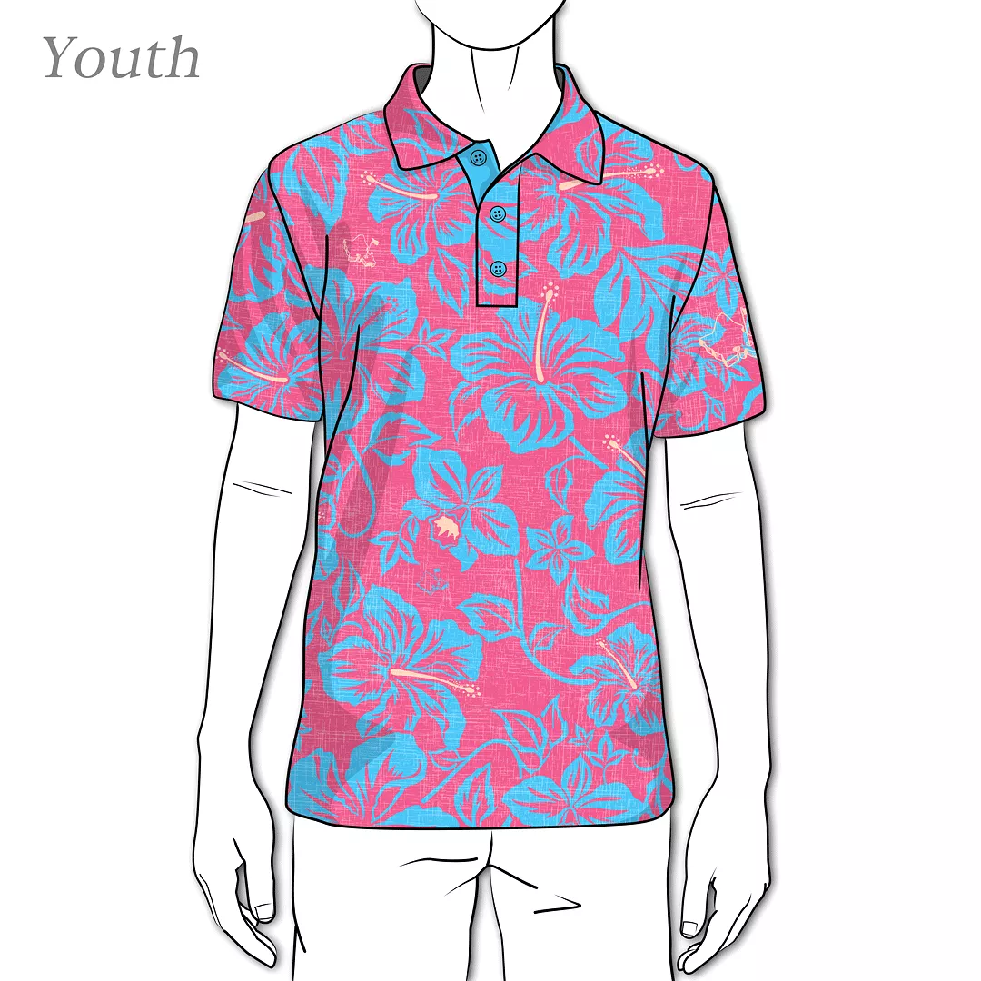 Raspberry Bloom - OGA Youth Polo -  Raspberry Blue