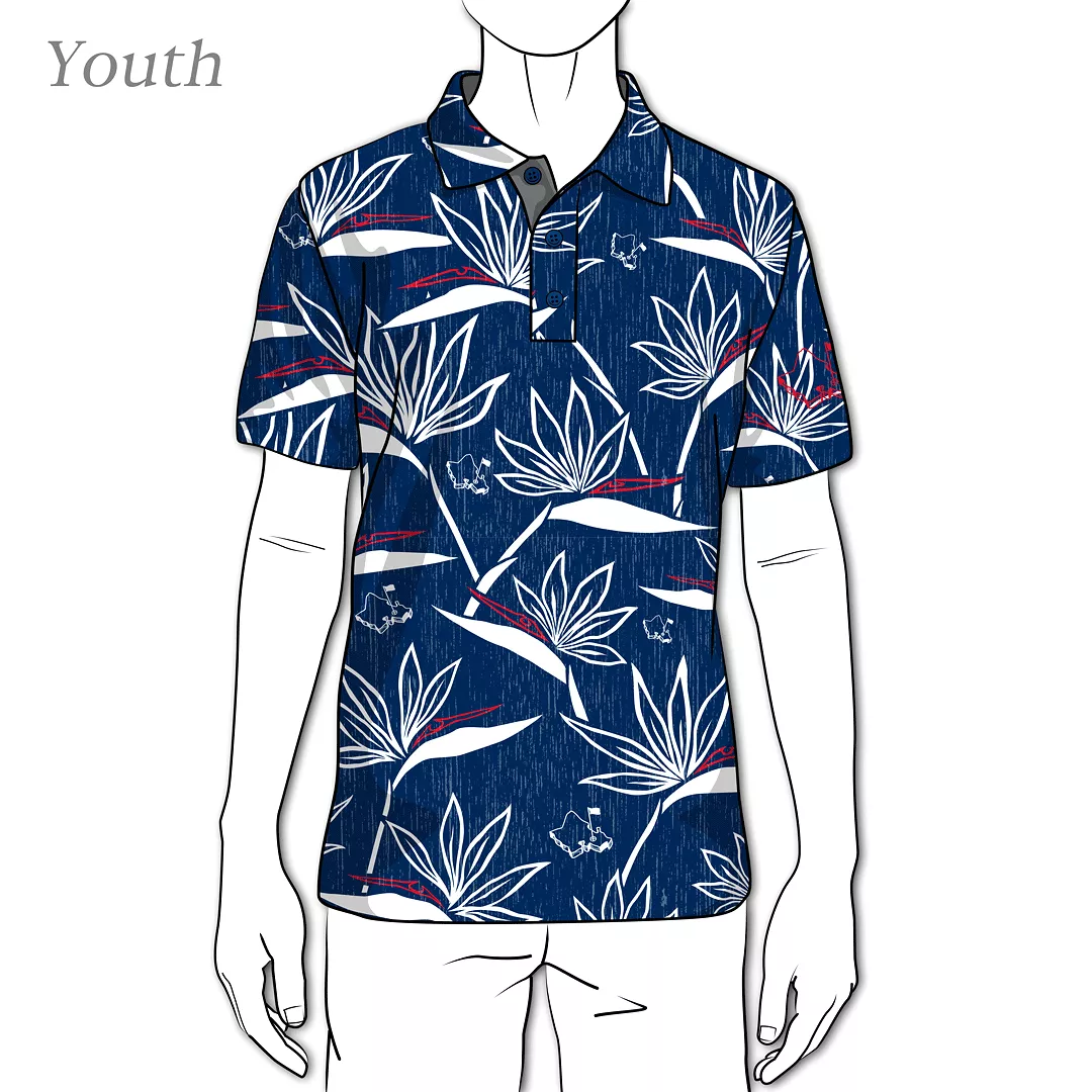 RWB Birdies of Paradise - OGA Youth Polo - Red/White/Blue