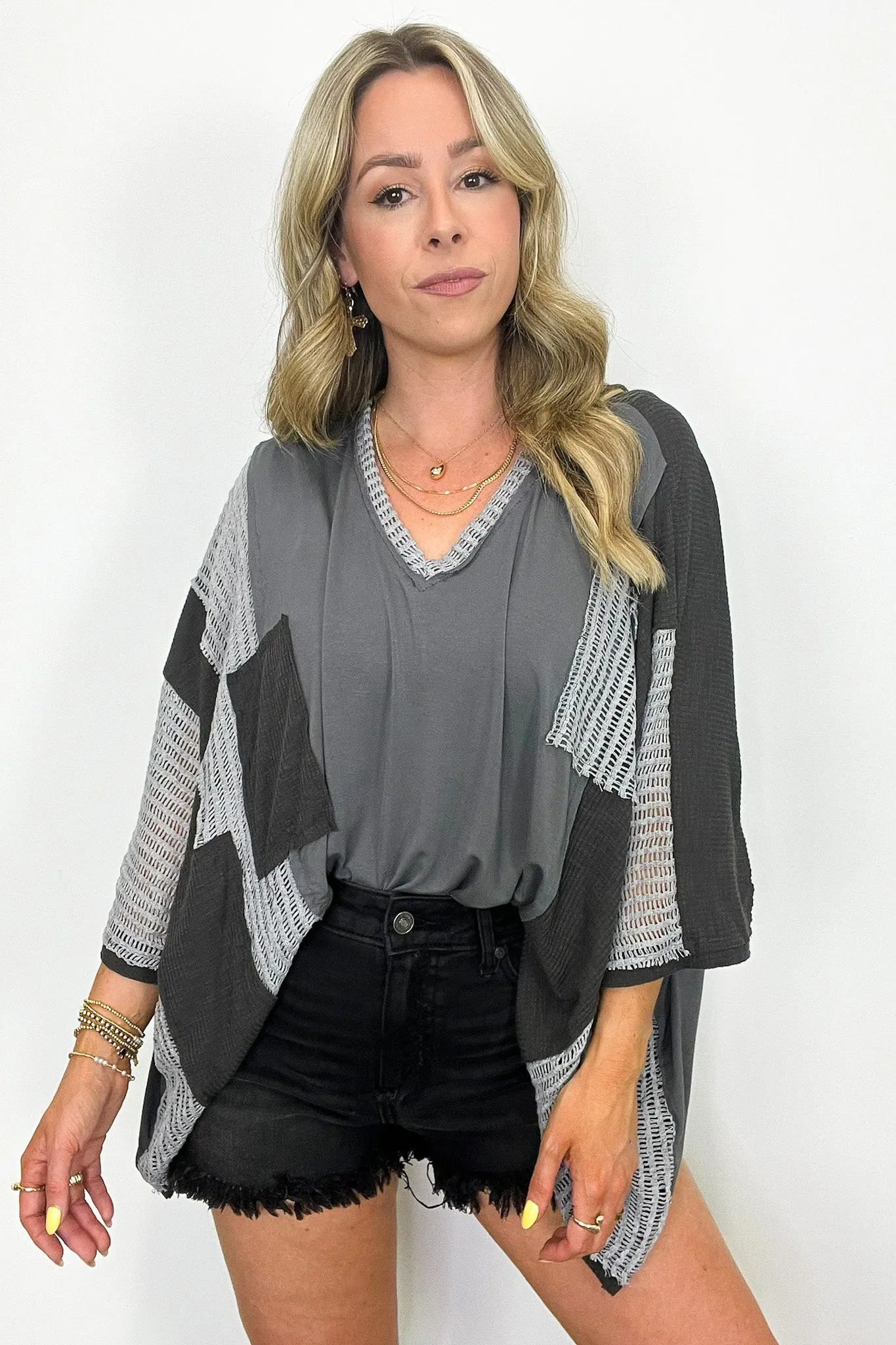 Rylan Oversize High Low Contrast Top